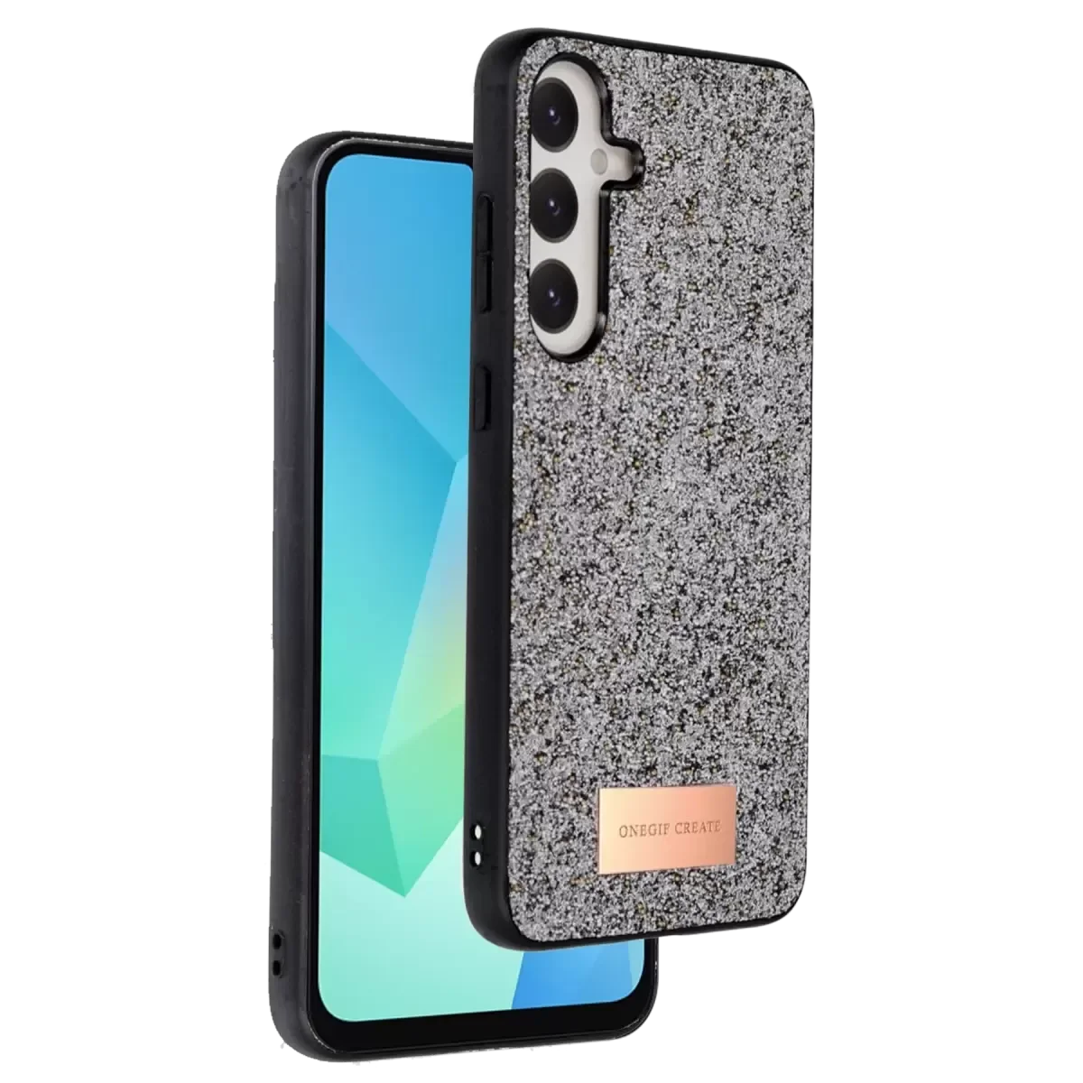 Bright Simli Kapak - Gümüş Galaxy A16 5G ile Uyumlu Boncuk İşlemeli Şık Telefon Kılıfı