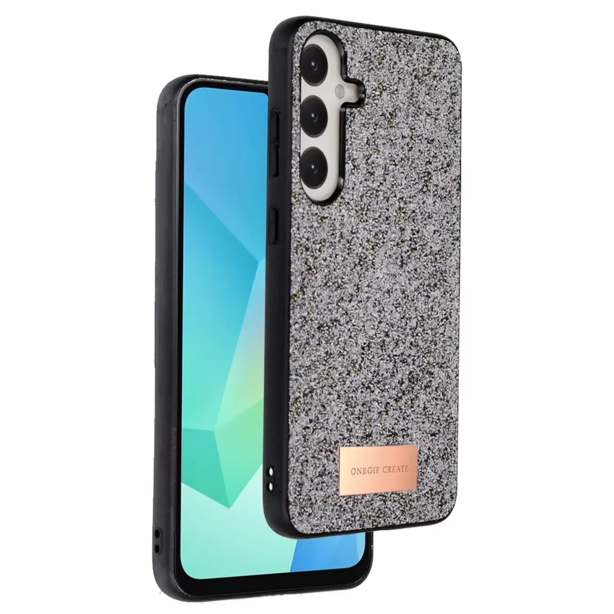 Bright Simli Kapak - Gümüş Galaxy A16 5G ile Uyumlu Boncuk İşlemeli Şık Telefon Kılıfı