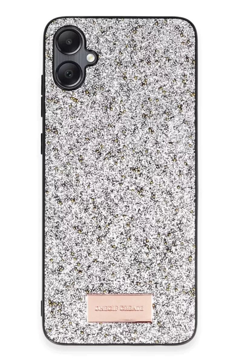 Bright Simli Kapak - Gümüş | Samsung Galaxy A05 ile Uyumlu Zarif Boncuk İşlemeli Telefon Kılıfı