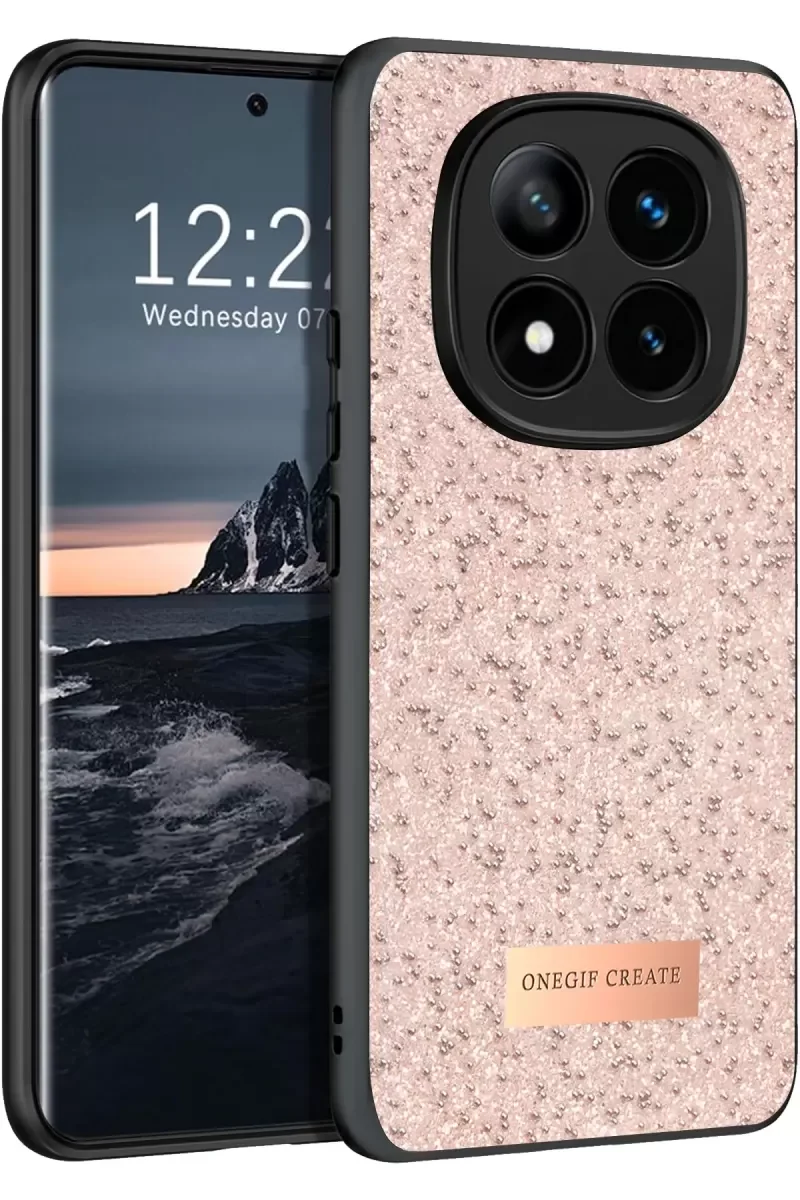 Bright Simli Kapak Pembe - Boncuk İşlemeli Telefon Kılıfı