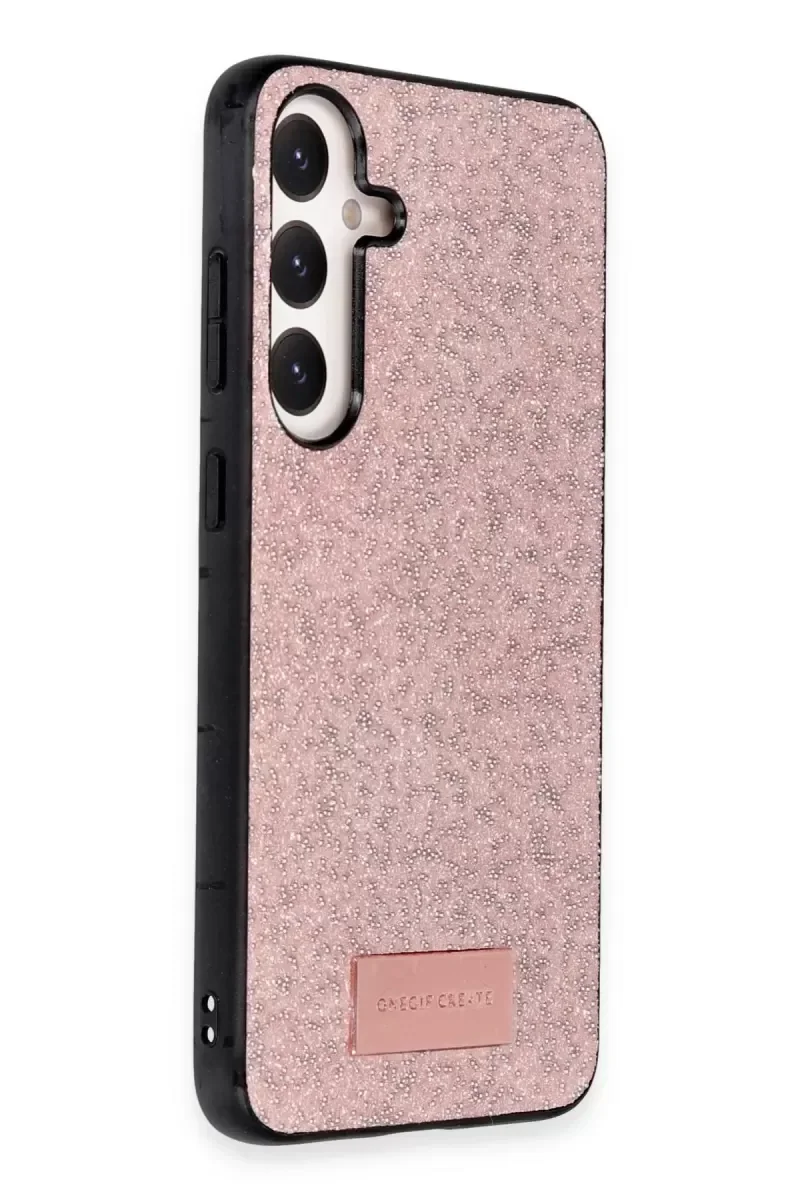 Bright Simli Kapak - Pembe, Galaxy A25 5G ile Uyumlu Şık Boncuklu Telefon Kılıfı