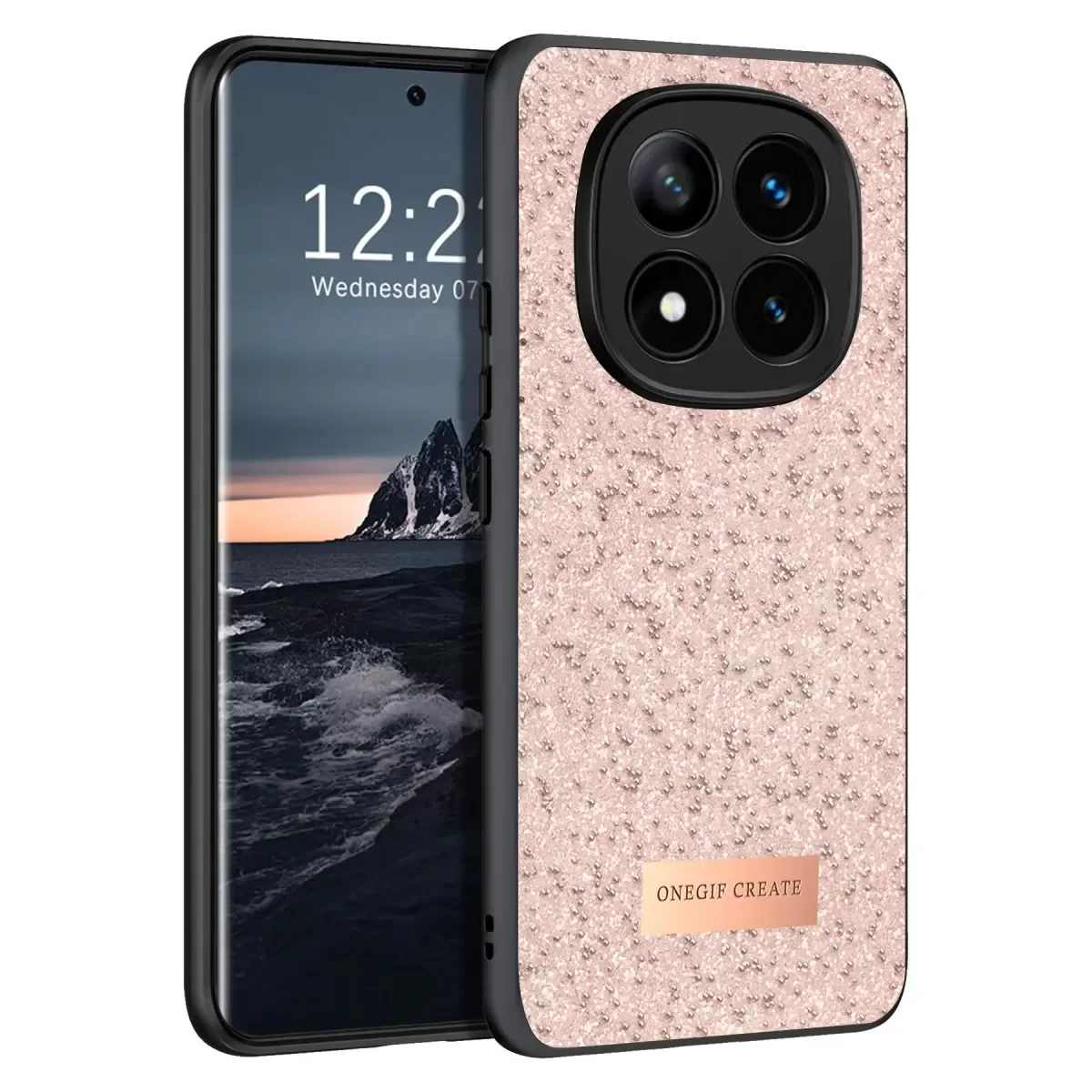 Bright Simli Kapak Pembe - Boncuk İşlemeli Telefon Kılıfı