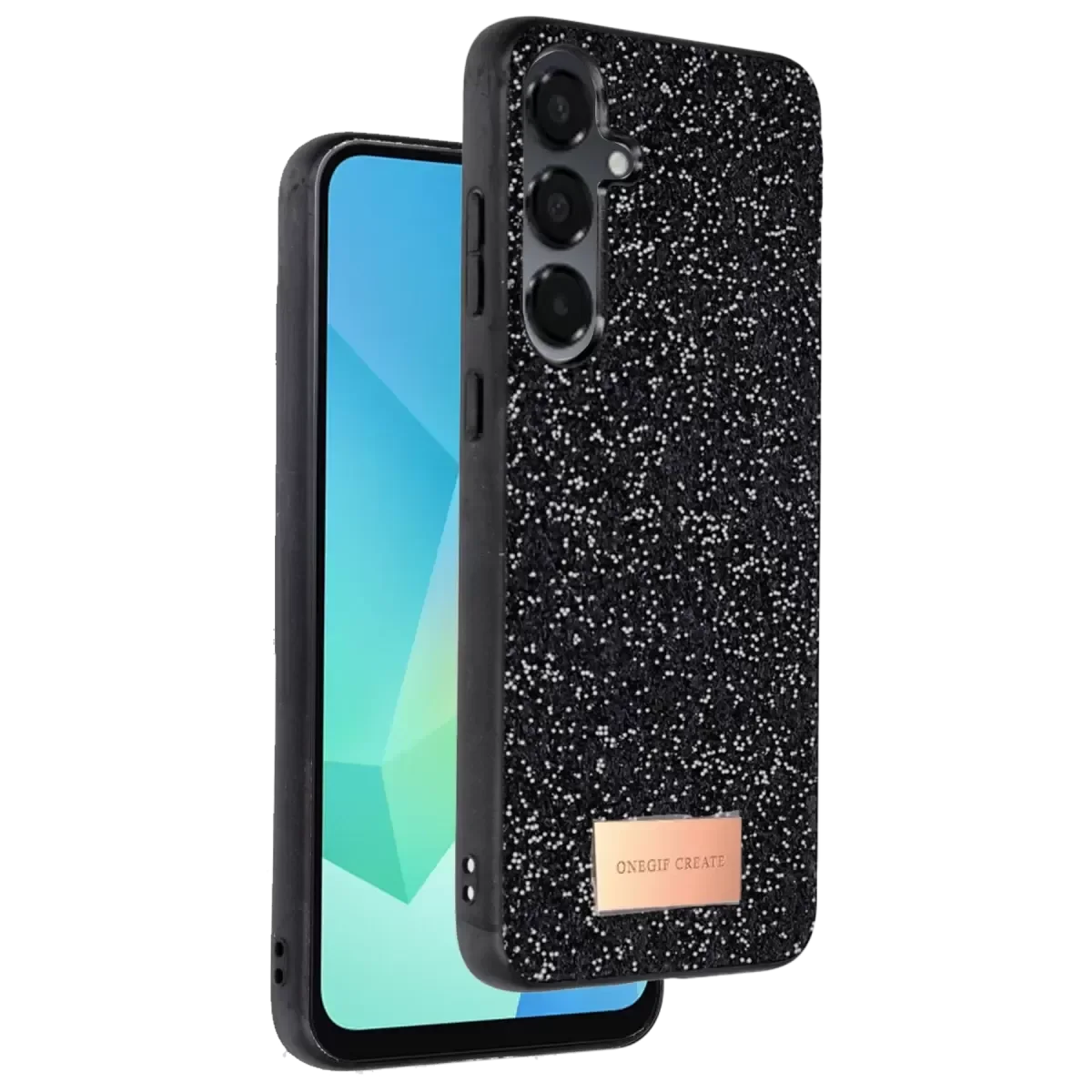 Bright Simli Kapak - Siyah, Galaxy A16 5G ile Uyumlu Boncuk İşlemeli Şık Telefon Kılıfı