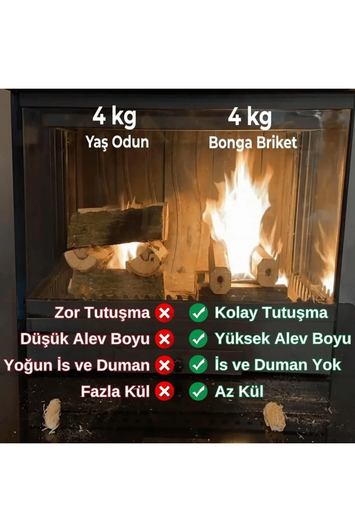 Briket Odun - Dumansız ve Kokusuz Yüksek Alevli Şömine Odunu - 20