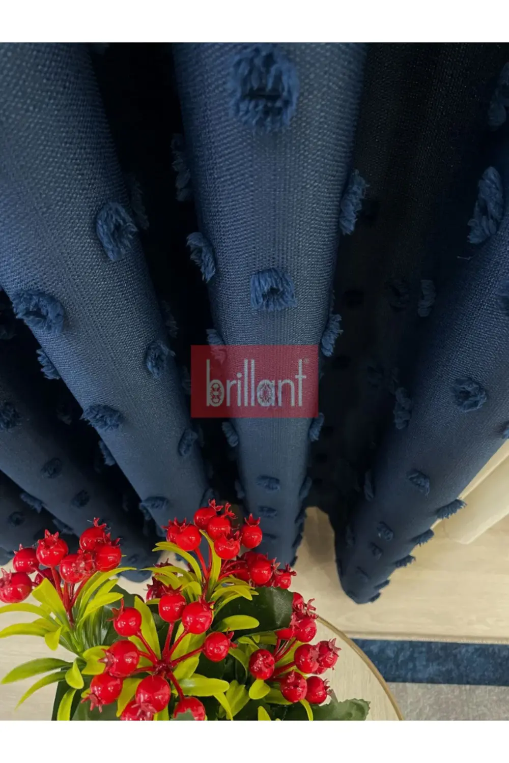 Brillant PufyCarla Keten Ponponlu Modern Yüksek Kaliteli Fon Perd