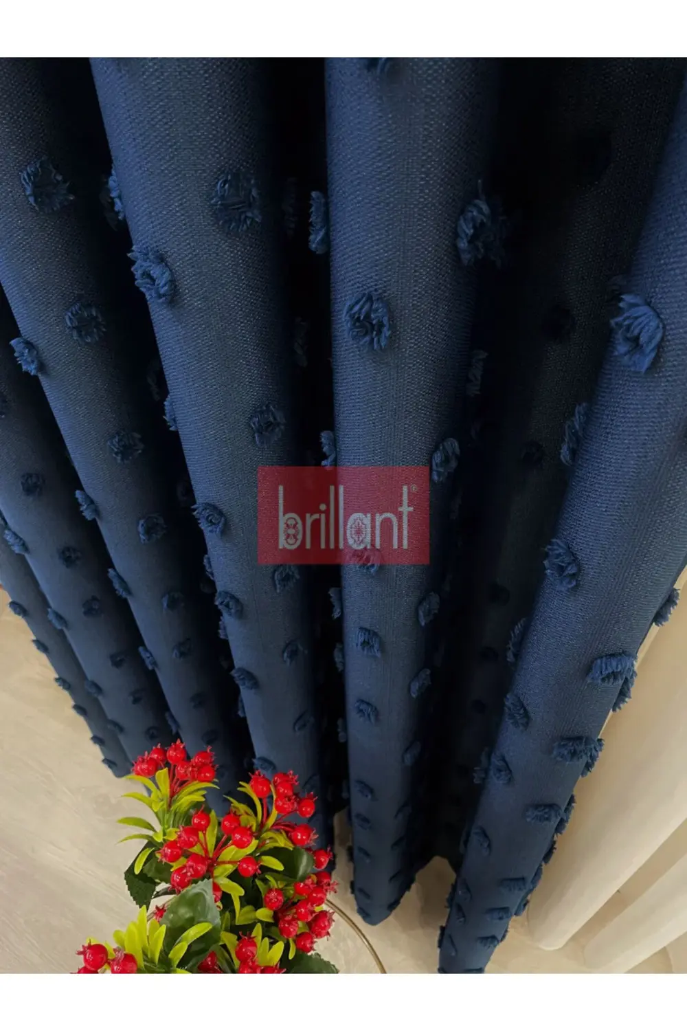 Brillant PufyCarla Keten Ponponlu Modern Yüksek Kaliteli Fon Perd