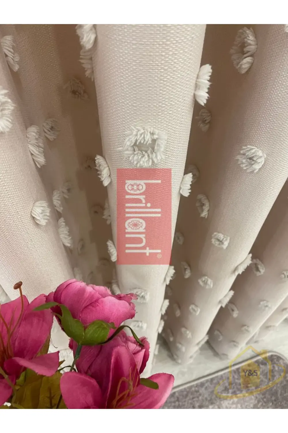 Brillant PufyCarla Keten Ponponlu Modern Yüksek Kaliteli Fon Perd