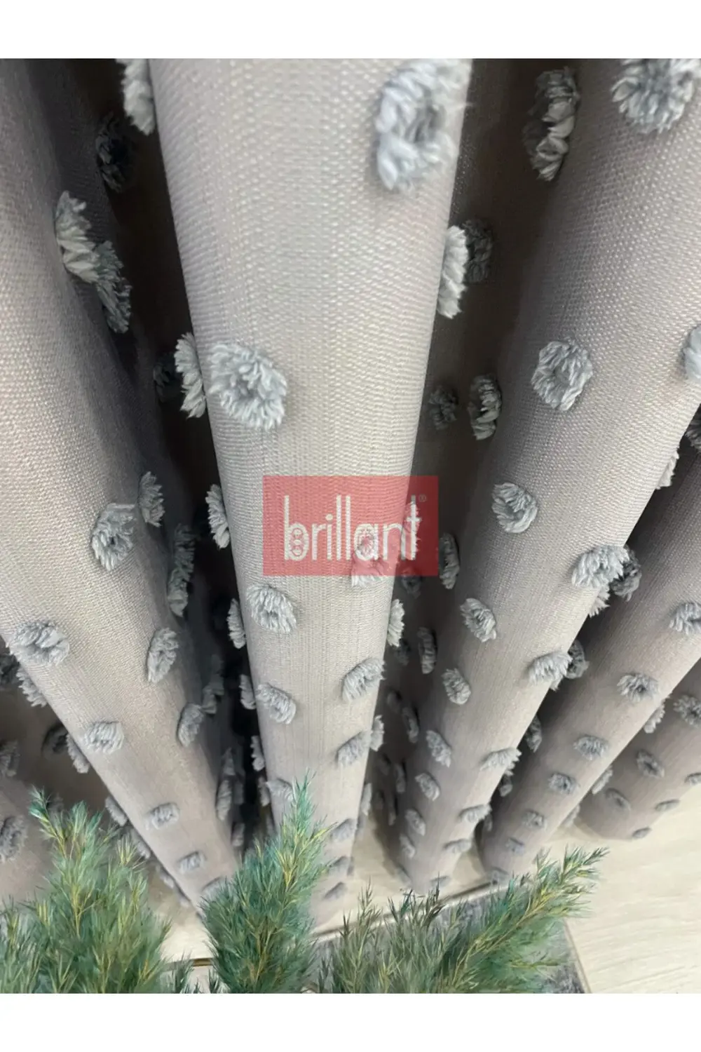 Brillant PufyCarla Keten Ponponlu Modern Yüksek Kaliteli Fon Perd