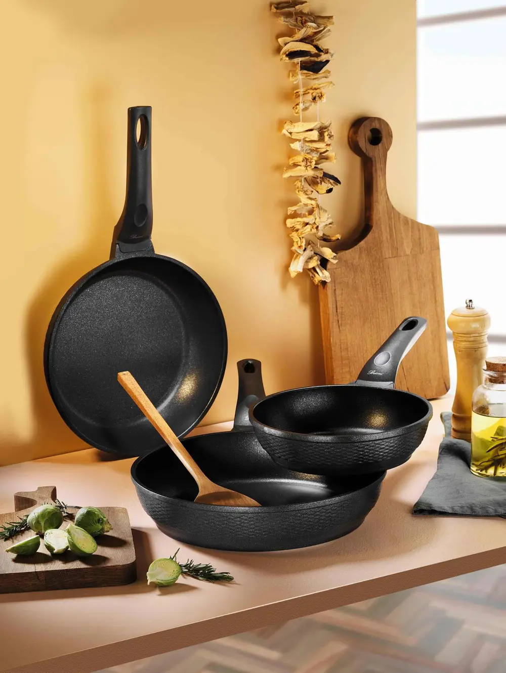 Brioni Diamond 3 Parça Granit Tava Seti 20-24-28 Cm Dia303