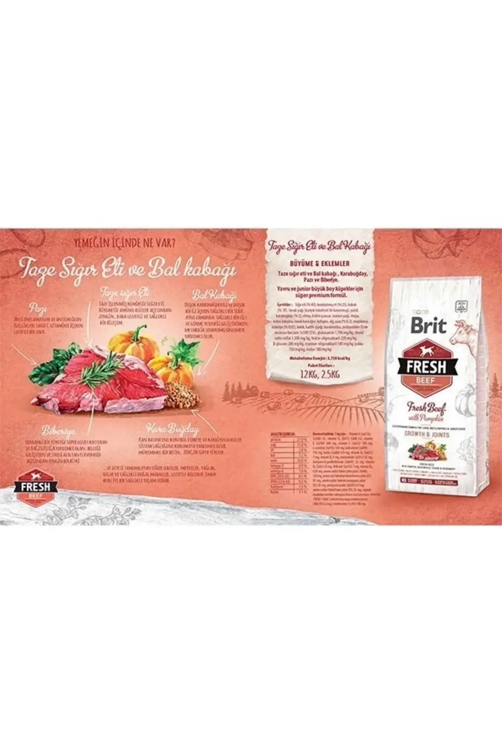 Brit Fresh Sığır Etli ve Balkabaklı Yavru Köpek Maması 12 Kg