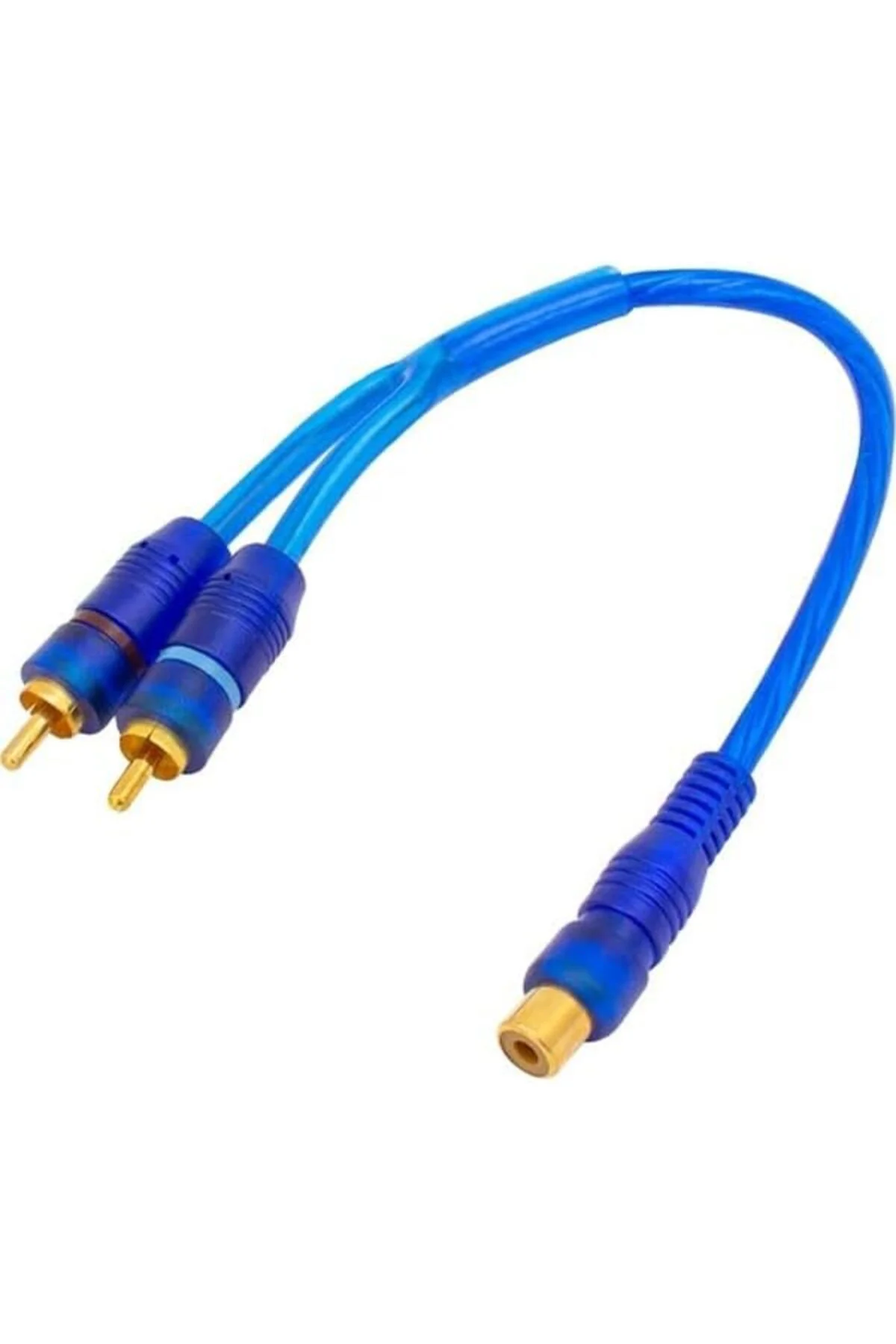 brkshop ANFİ Y RCA KABLO 1 DİŞİ 2 ERKEK 25 CM SİLİKON MAVİ KABLO 