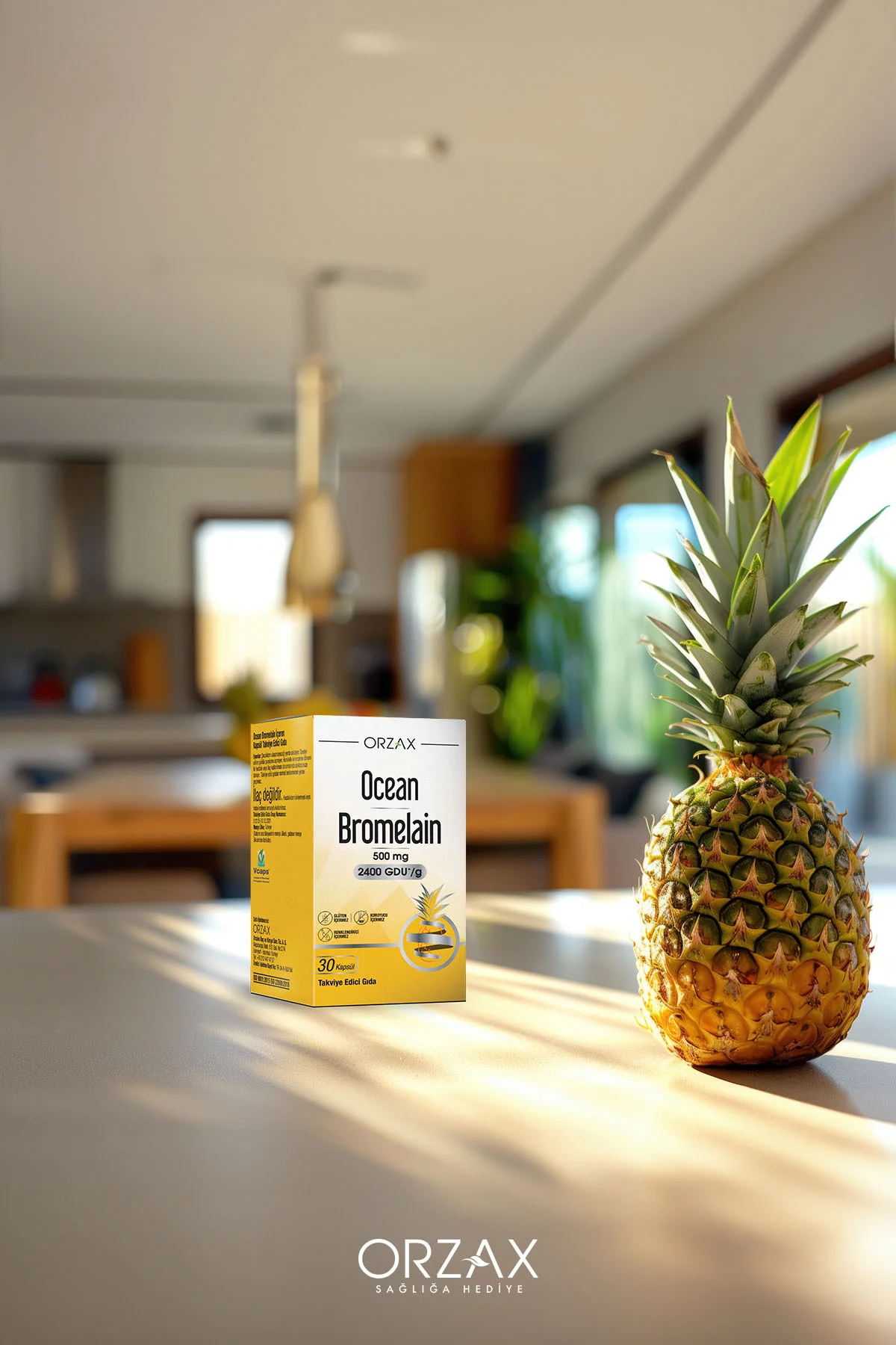 Bromelain 500 Mg Takviye Edici Gıda (Ananas Ekstresi - 2400 GDU / g Bromelain İçerir) 30 Kapsül