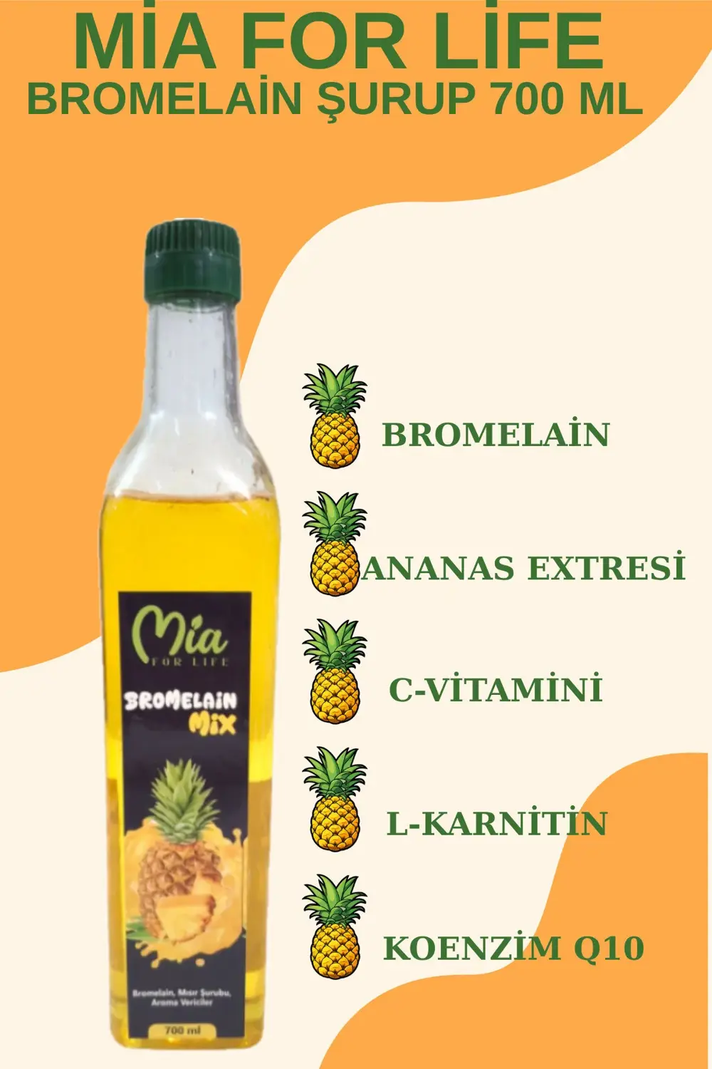 Bromelain Ananas İçeren Şurubu (Koenzim Q10 ve L-Karnitin