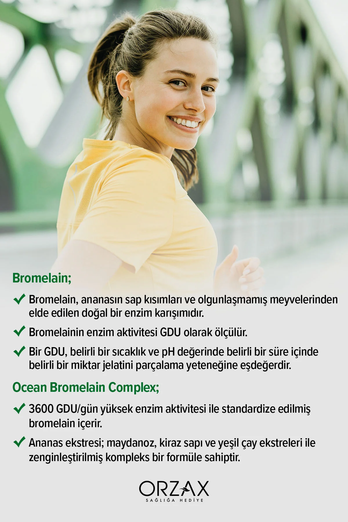 Bromelain Complex -3600 GDU (Bromelain-Kiraz Meyve Sapı-Yeşil Çay-Maydanoz Ekstreleri) 60 Tablet