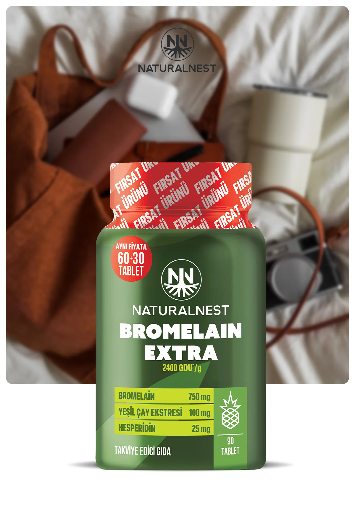 Bromelain Extra 90 Tablet- Bromelaini Hesperidin, Yeşilçay ve Krom Bromelain Extra 90 Tablet- Bromelaini Hesperidin, Yeşilçay ve Krom