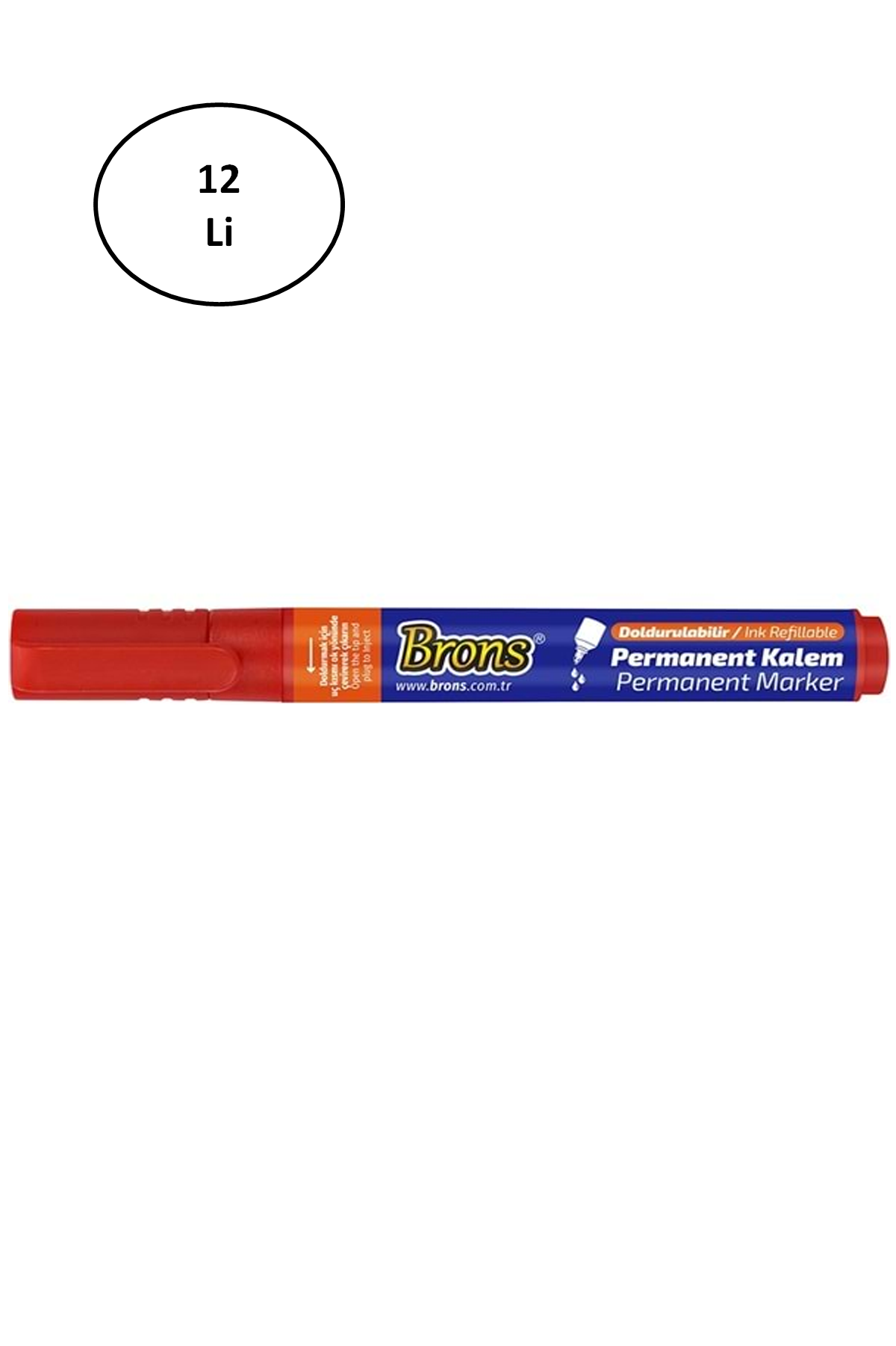 Just Cheap Store Brons Br-9722 Kesik Uç Kirmizi Permanent Kalem 12'Li