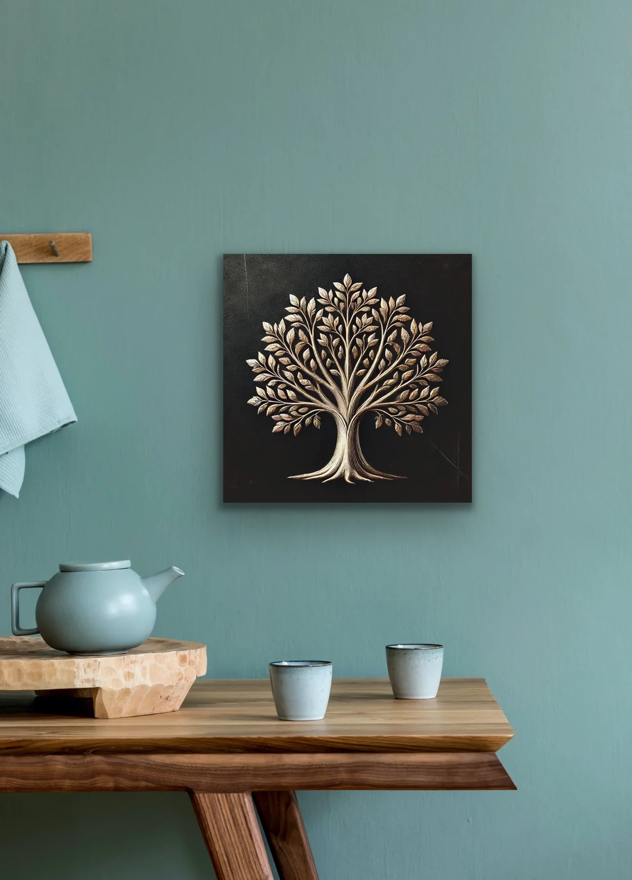 Bronz Ağaç Kanvas Tablo 60x60cm - Şase'li Çerçevesiz Duvar Sanatı
