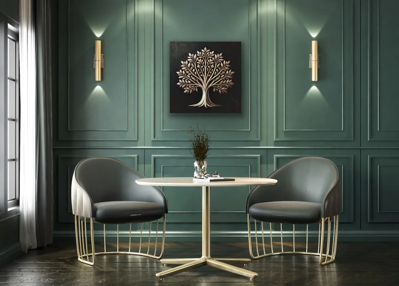 Bronz Ağaç Kanvas Tablo 60x60cm - Şase'li Çerçevesiz Duvar Sanatı