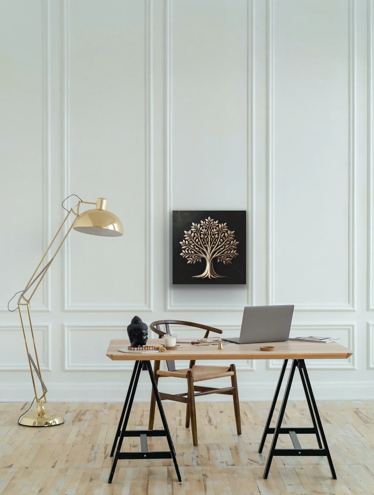 Bronz Ağaç Kanvas Tablo 60x60cm - Şase'li Çerçevesiz Duvar Sanatı