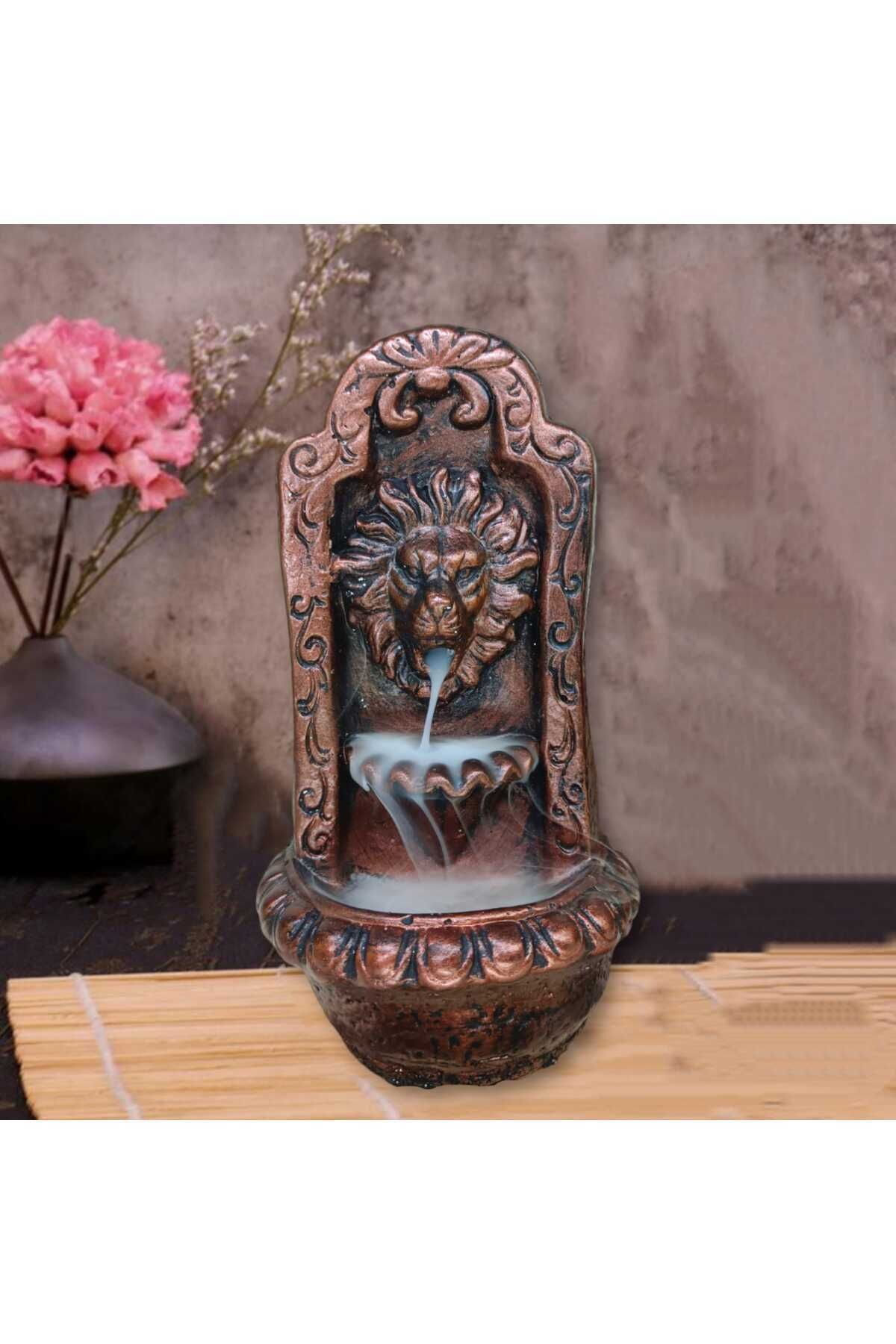 Dodemert Home Bronz Aslan Kafa Geri Akışlı Beton Tütsülük