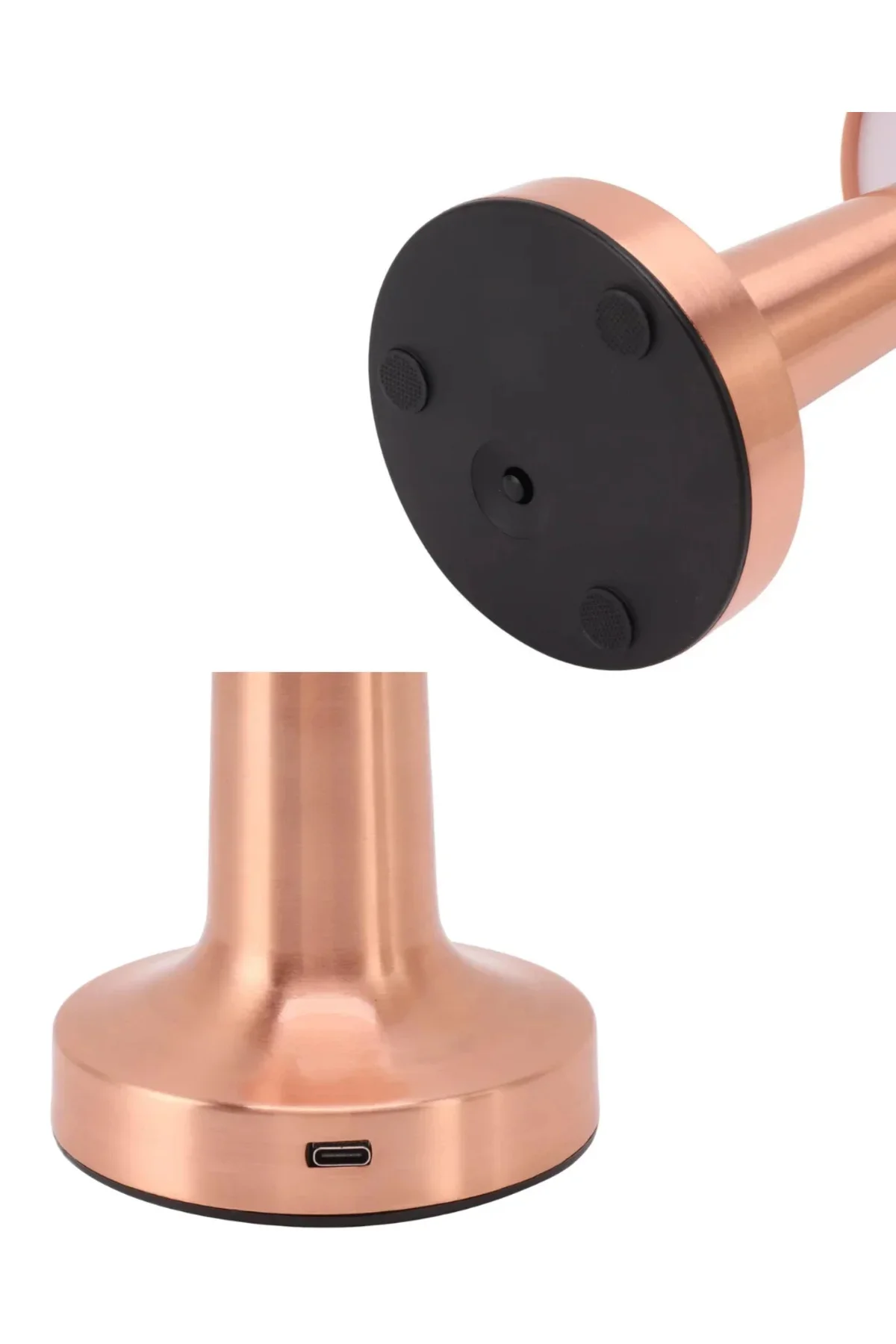 Bronz Dokunmatik Masa Lambası 3 Renk LED Şarjlı Kablosuz USB Çıkışlı
