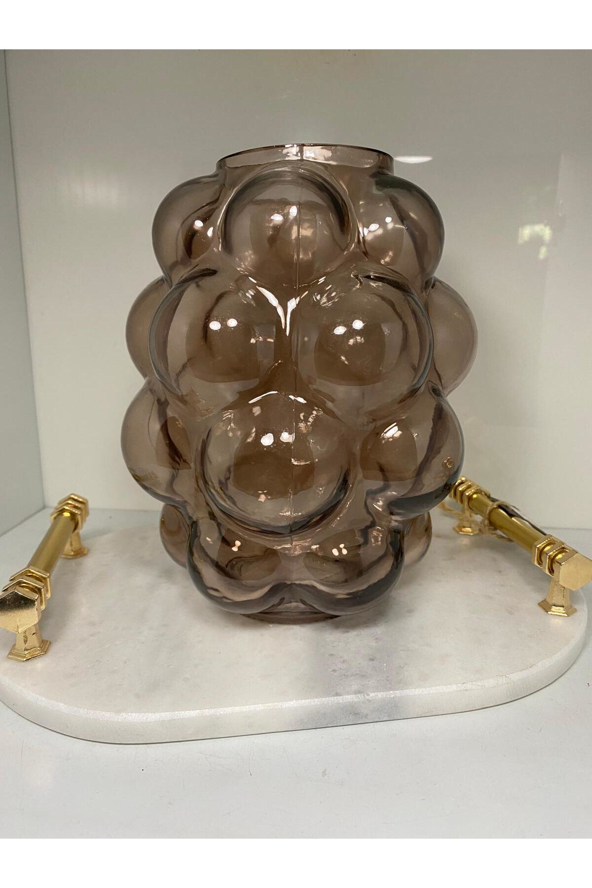 Bronz Kabarcık Cam Vazo 1 16*16*20,5 CM