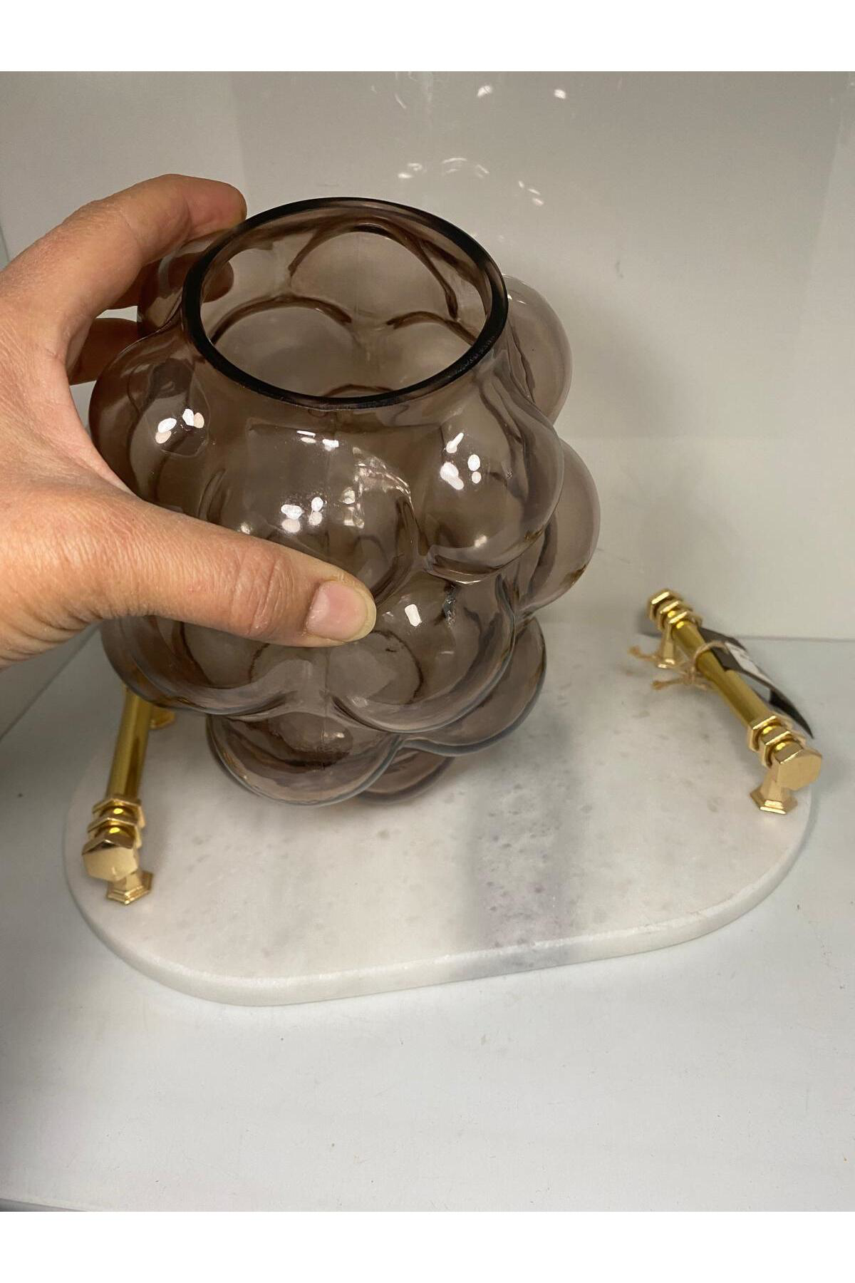 Vitale Bronz Kabarcık Cam Vazo 1 16*16*20,5 Cm