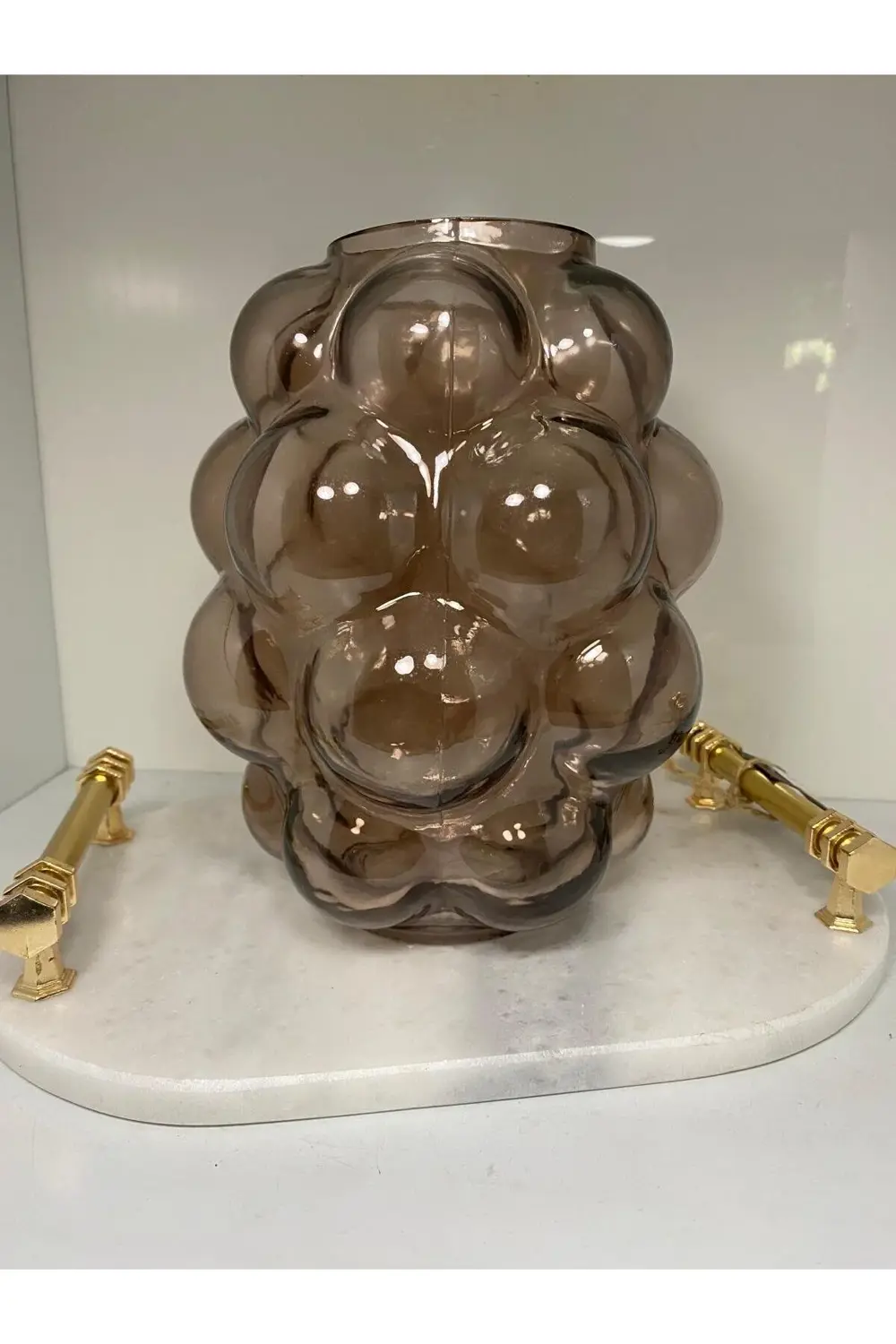 Bronz Kabarcık Cam Vazo 1 16*16*20,5 CM