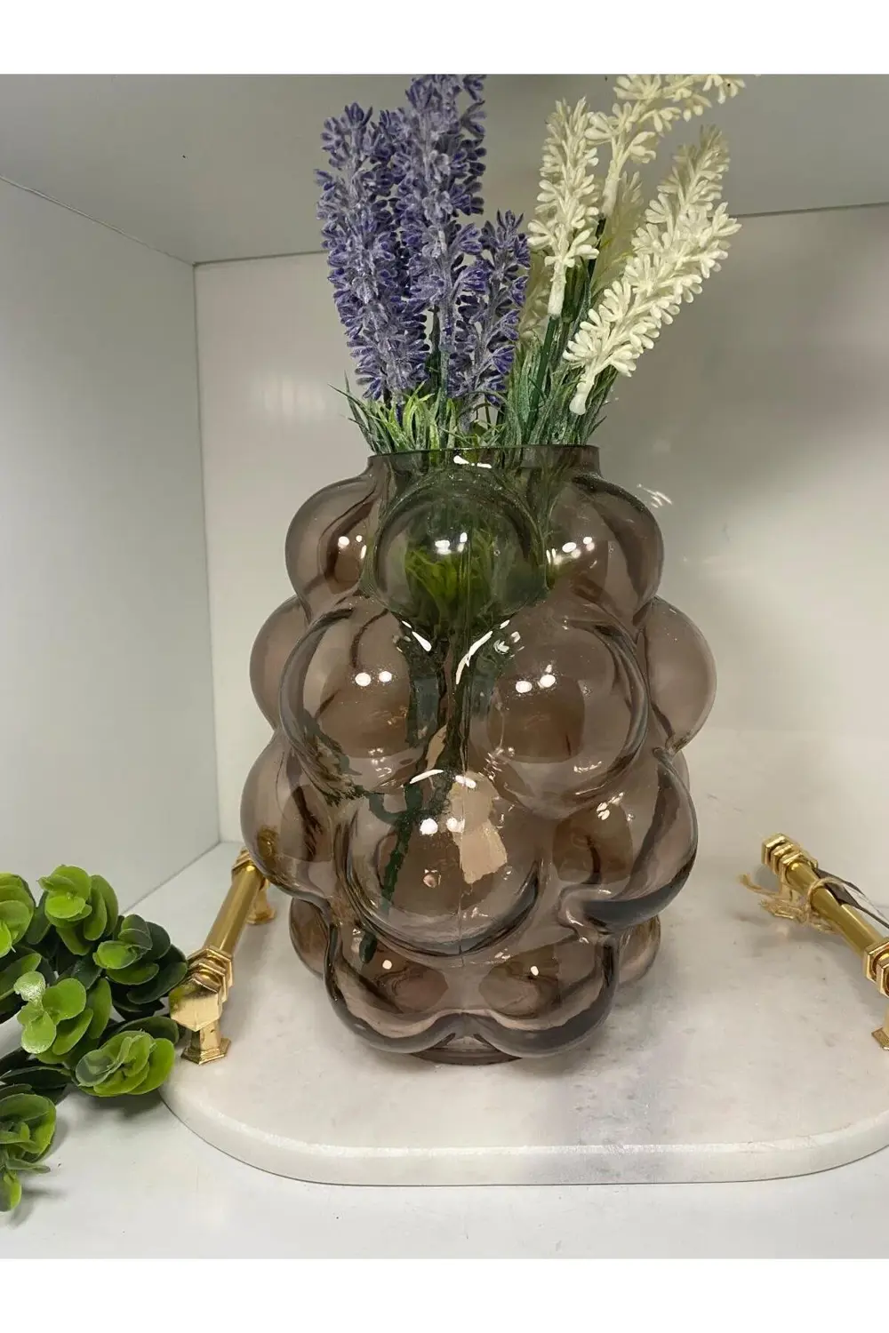 Bronz Kabarcık Cam Vazo 1 16*16*20,5 CM