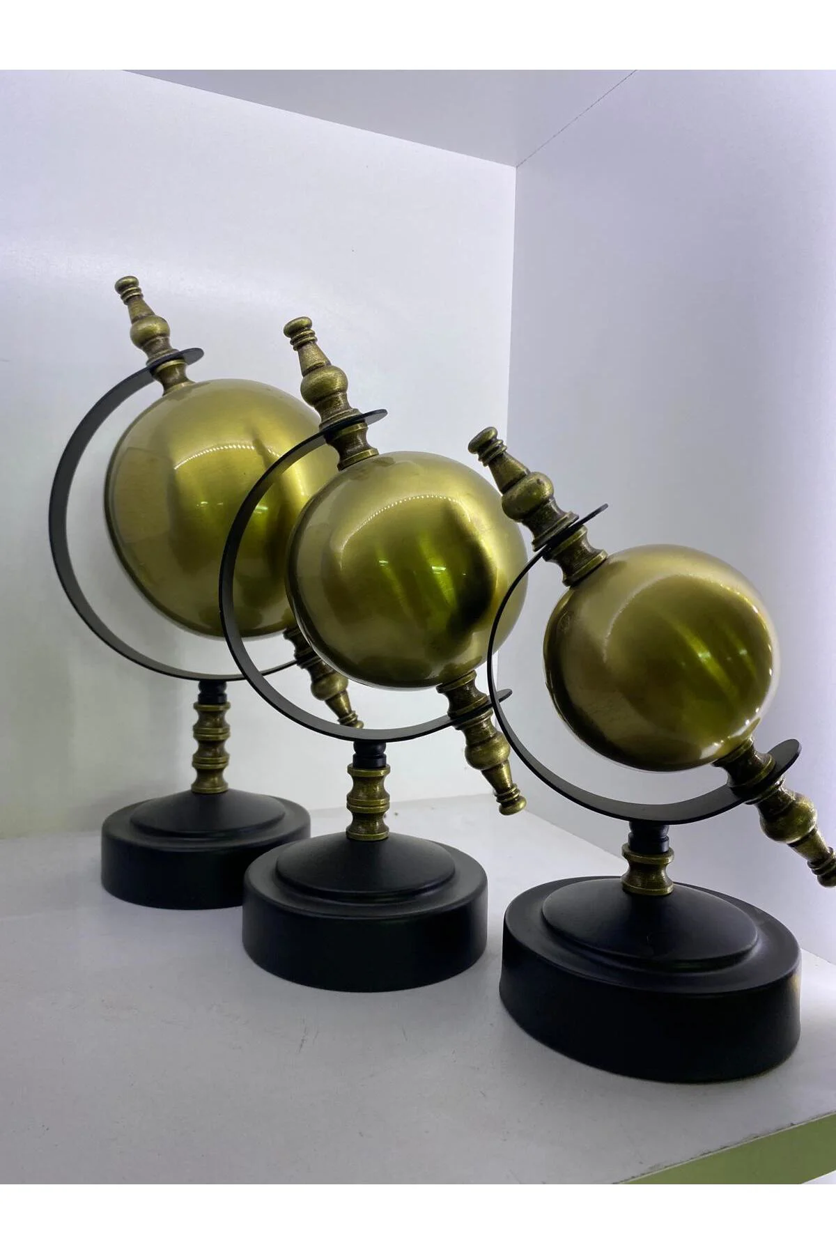Bronz Metal 3 Lü Dekoratif Küre