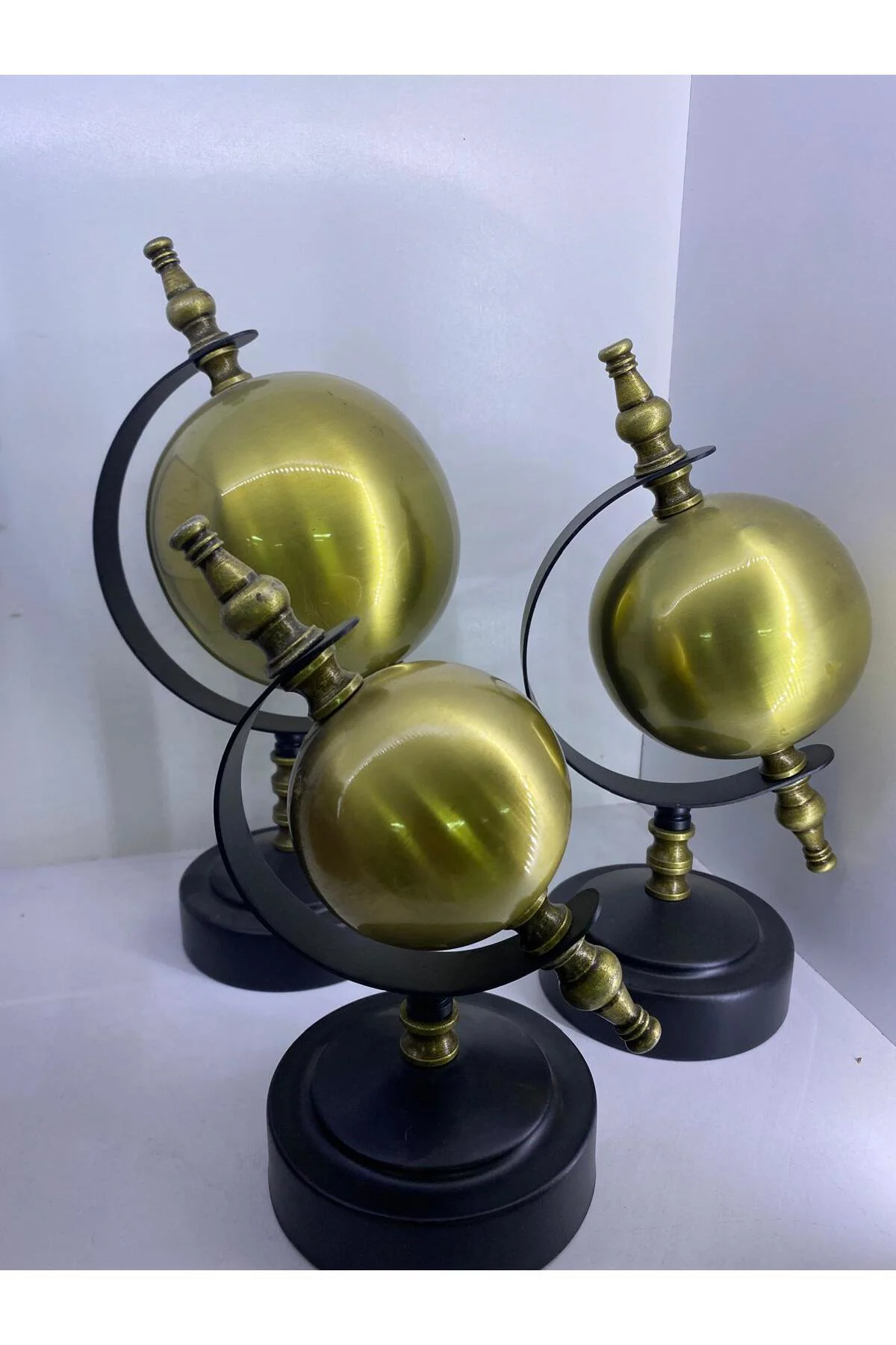 Bronz Metal 3 Lü Dekoratif Küre