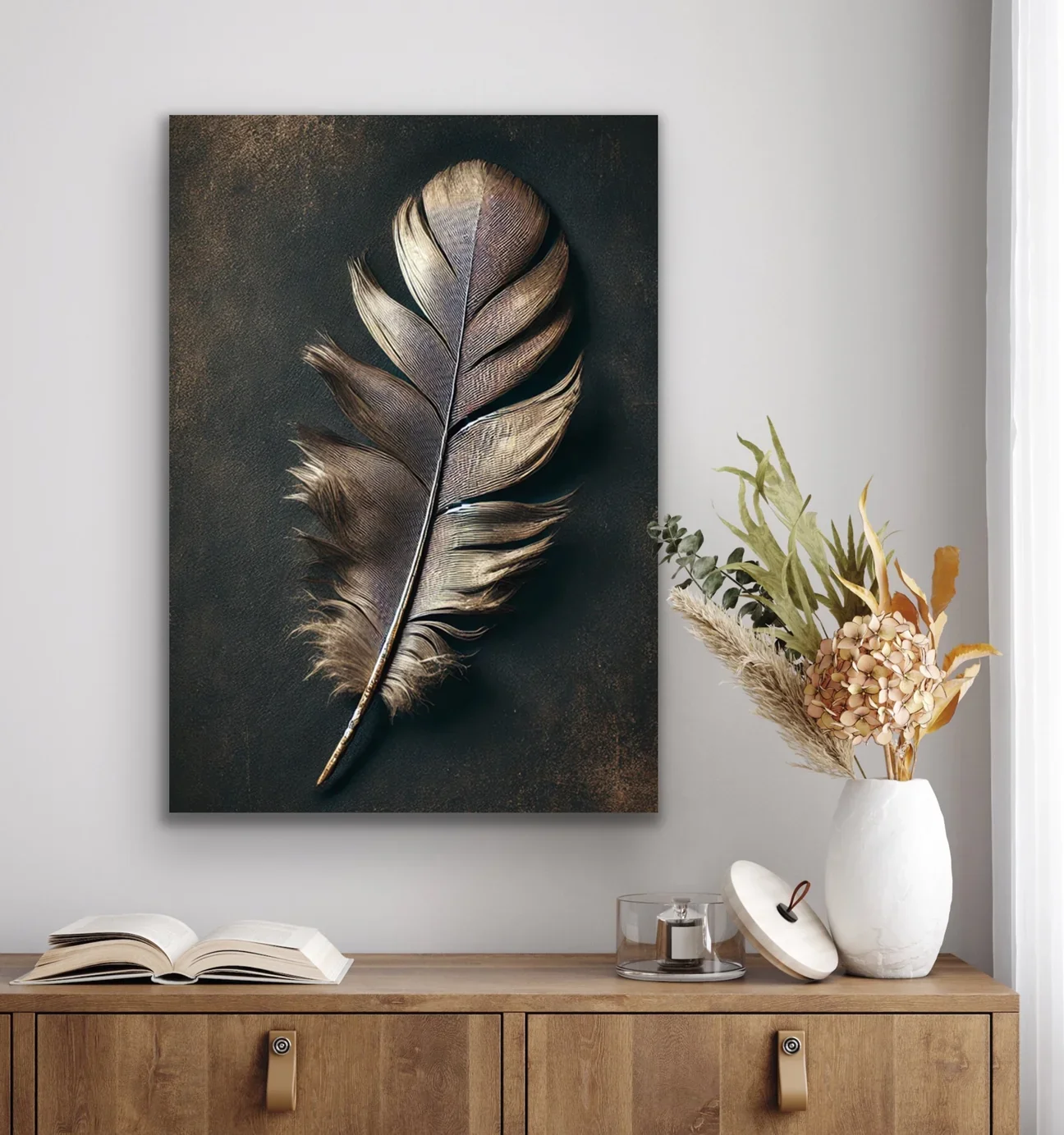Bronz Tüy Kanvas Tablo 70x100cm - Şaseyi Çerçeveye Muhtaç Olmayan Dekoratif Duvar Tablosu