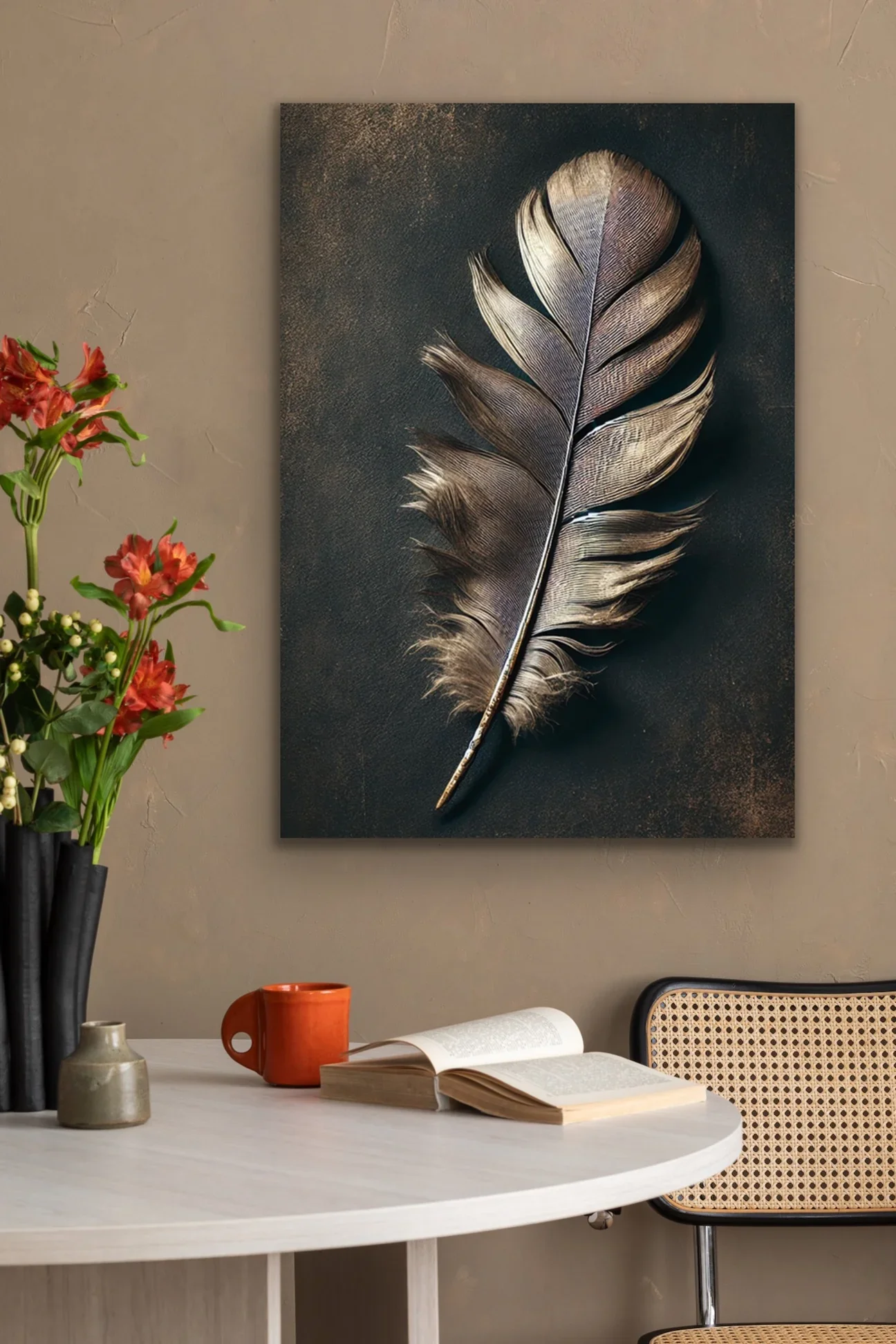 Bronz Tüy Kanvas Tablo 70x100cm - Şaseyi Çerçeveye Muhtaç Olmayan Dekoratif Duvar Tablosu