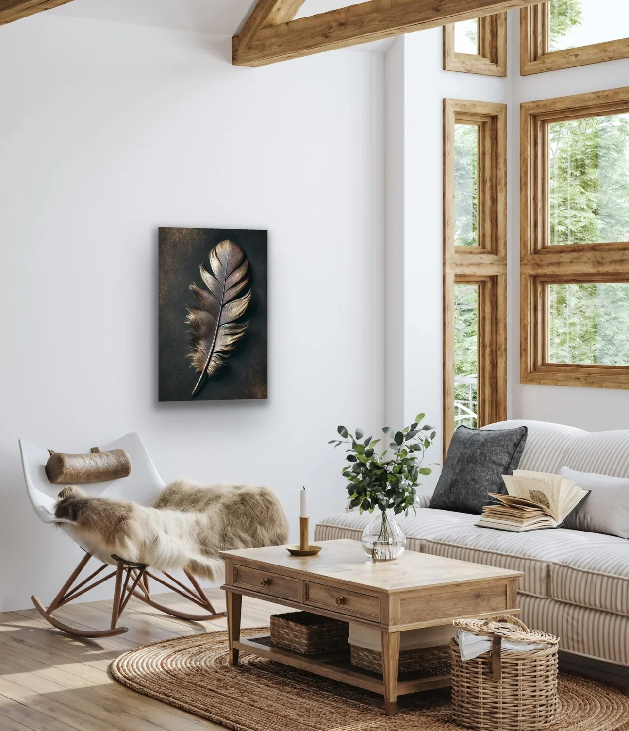 Bronz Tüy Kanvas Tablo 70x100cm - Şaseyi Çerçeveye Muhtaç Olmayan Dekoratif Duvar Tablosu