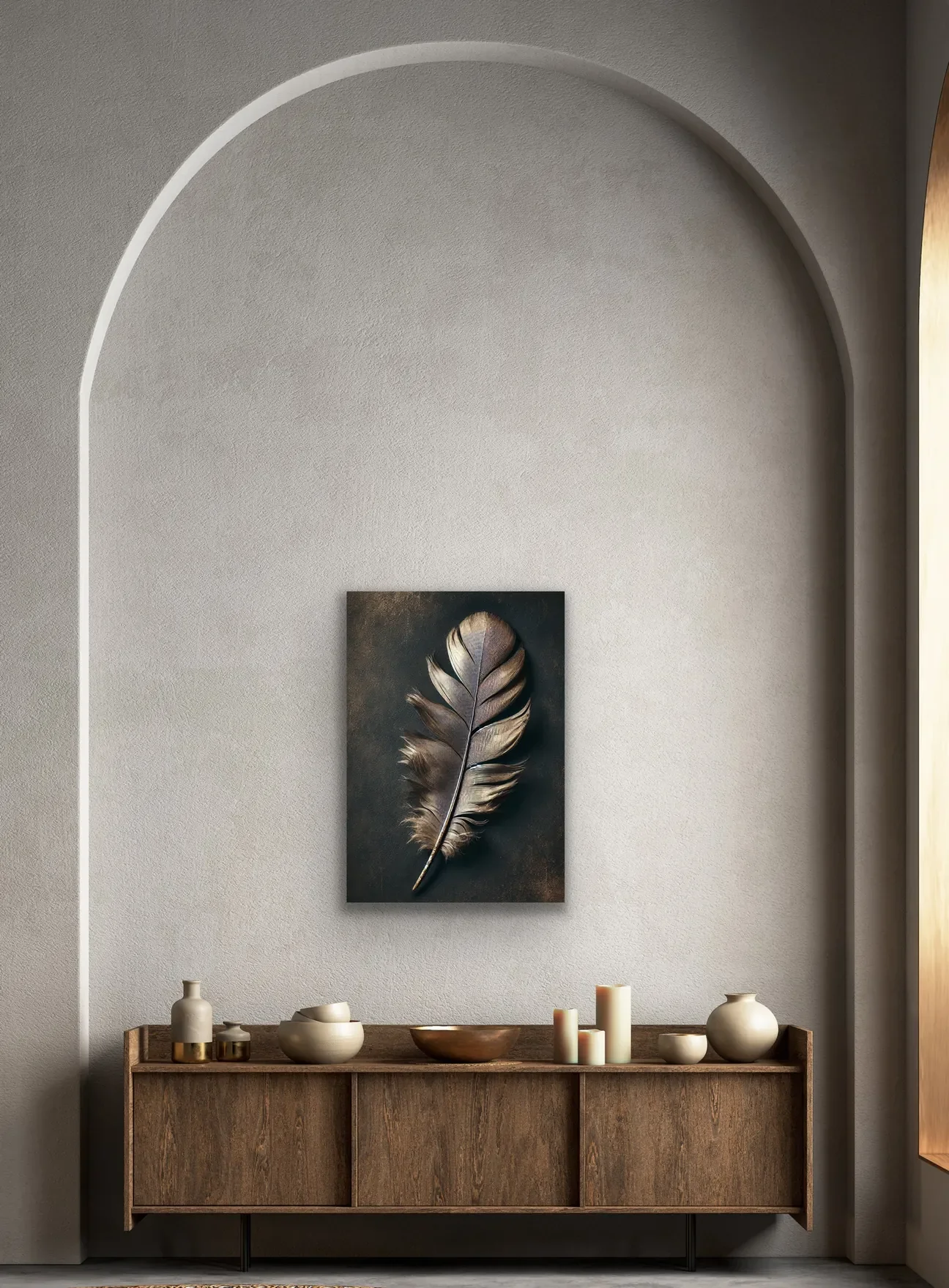 Bronz Tüy Kanvas Tablo 70x100cm - Şaseyi Çerçeveye Muhtaç Olmayan Dekoratif Duvar Tablosu