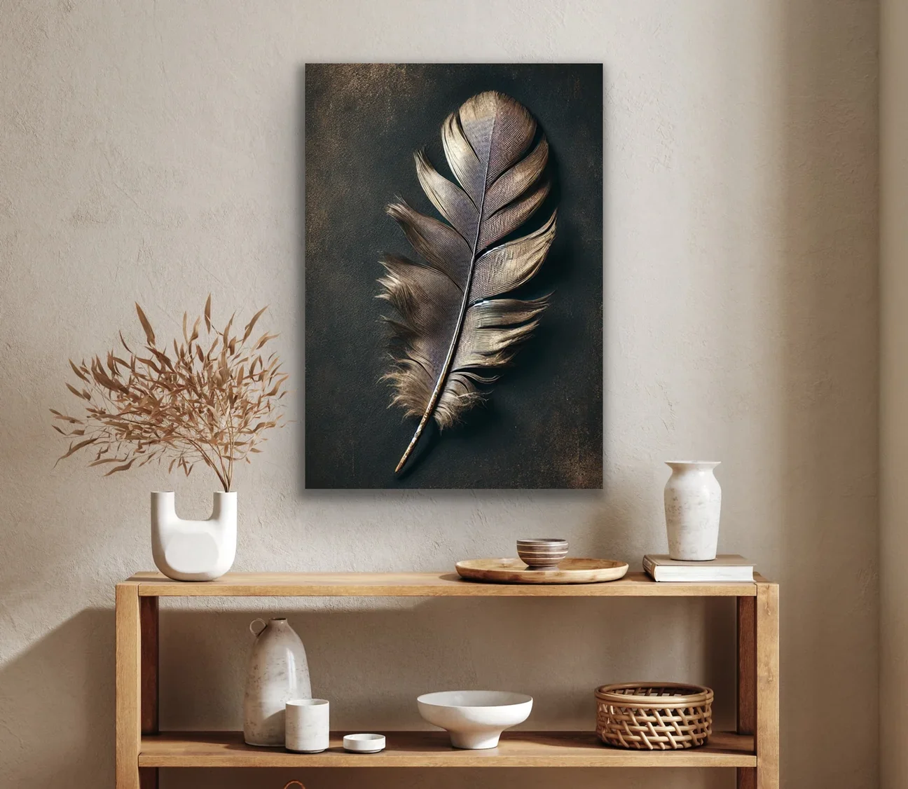 Bronz Tüy Kanvas Tablo 70x100cm - Şaseyi Çerçeveye Muhtaç Olmayan Dekoratif Duvar Tablosu