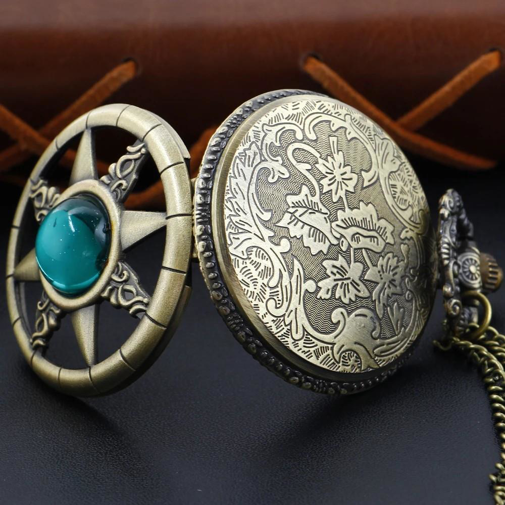 Stillove Bronz Zümrüt Yeşili Antik Güneş Ve Kutup Yıldızı Figürlü Köstekli