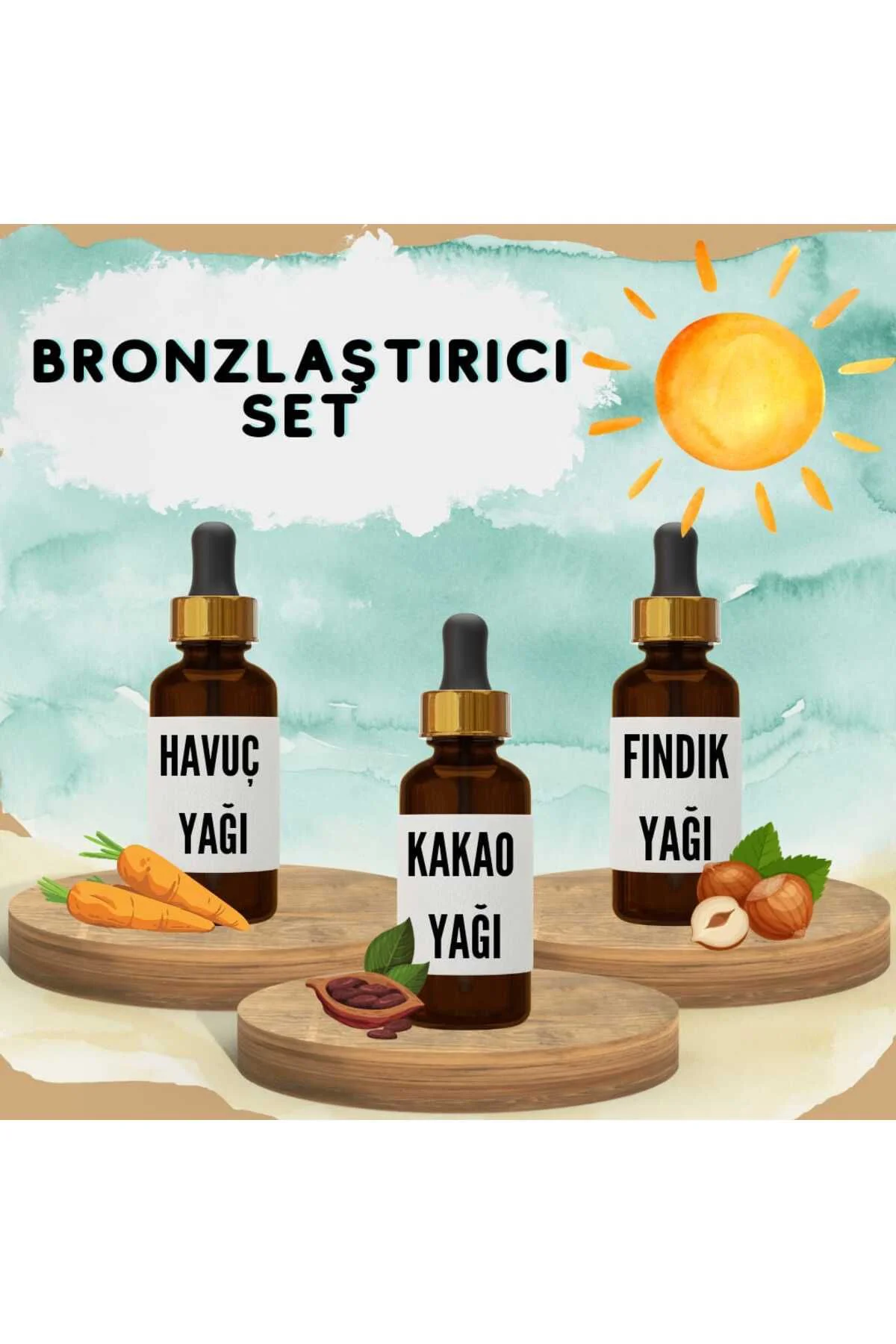 Bronzlaştırıcı Bitkisel Set Havuç Yağı 20 ml + Kakao Yağı 20 ml +