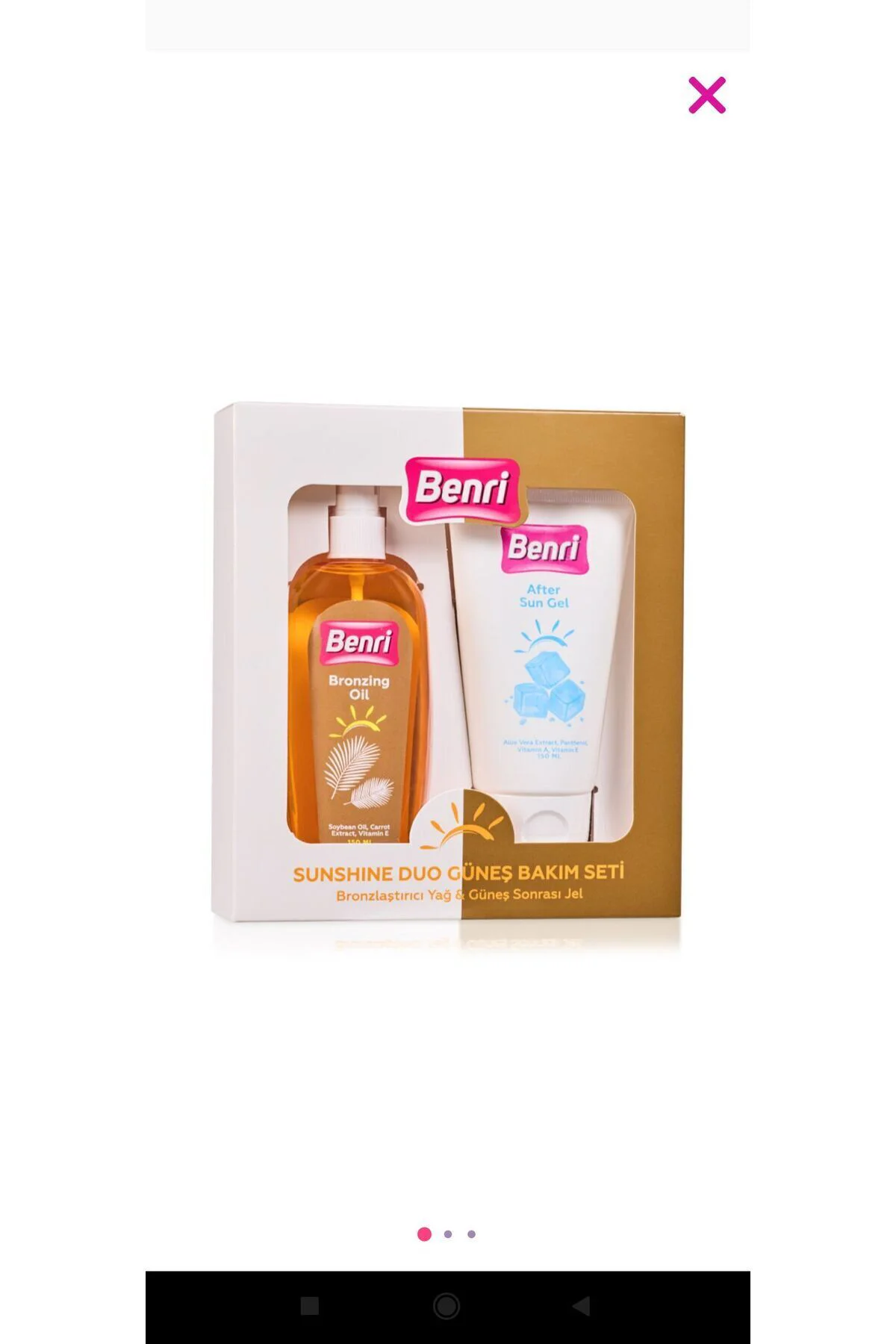 Bronzlastirici Yağ 150 ml + Güneş Sonrası Jel 150 ml.