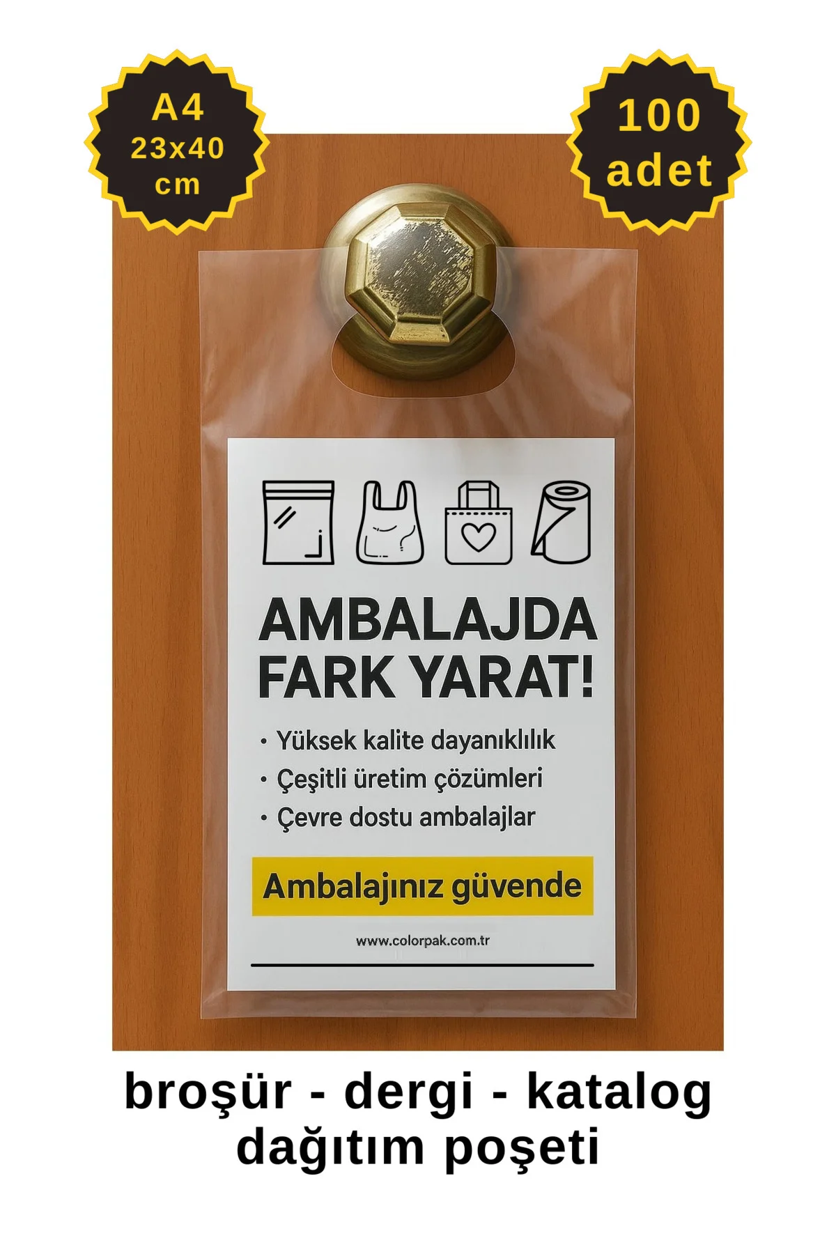 Broşür Dergi Katalog Dağıtım Poşeti Naylonu Torbası A4 Ebadına Uygun 100 adet Broşür Dergi Katalog Dağıtım Poşeti Naylonu Torbası A4 Ebadına Uygun 100 adet