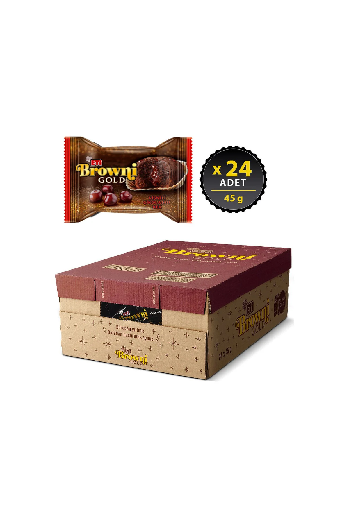 Browni Gold Vişneli Kek 45 g x 24 Adet