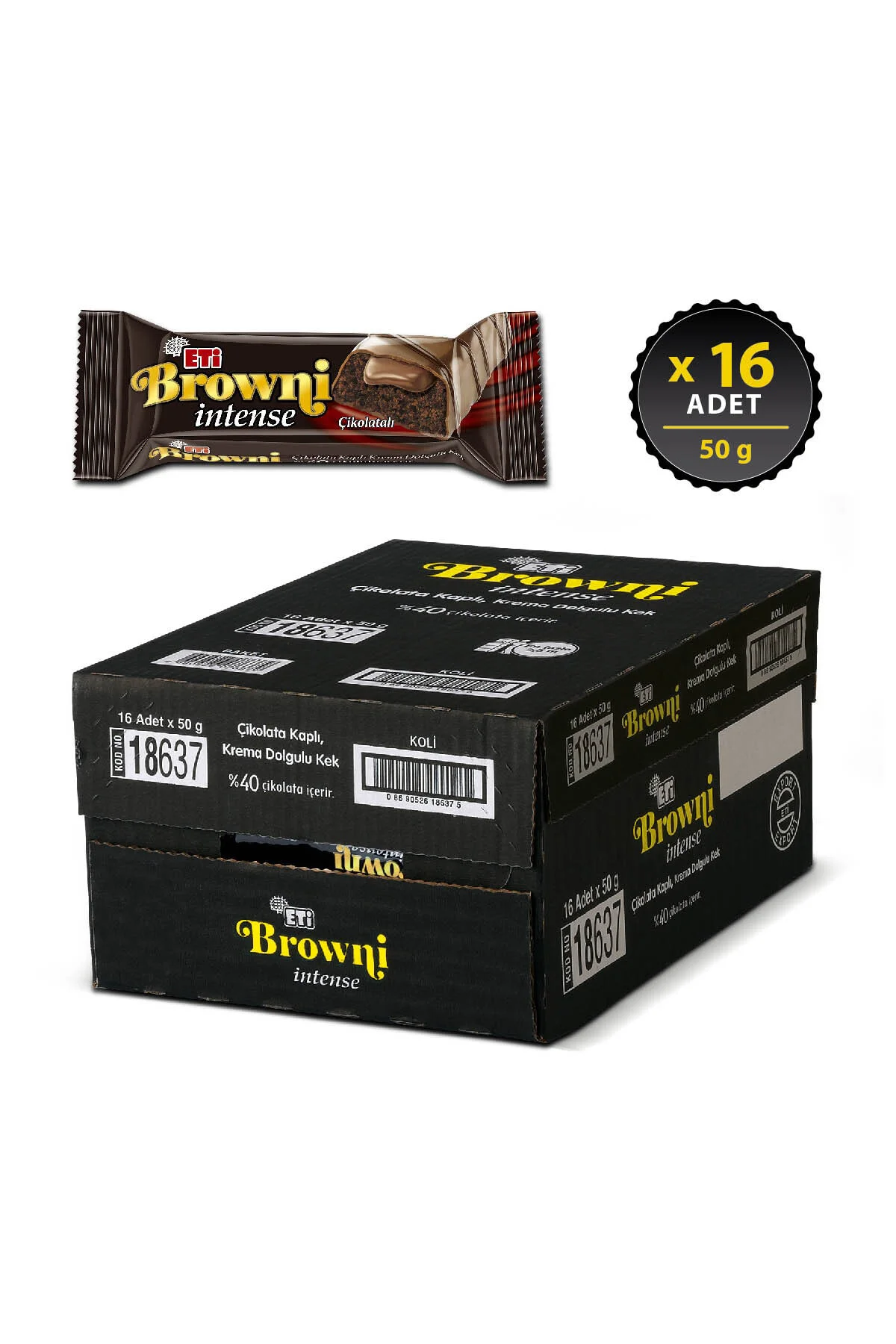 Browni İntense Çikolatalı Kek 50 g x 16 Adet