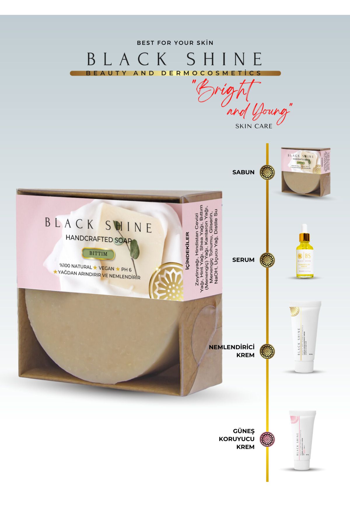 Black Shine Bs Bs Biberiye Yaği Ve Doğal Bittim Sabunu Saç Dökülmesi Ve Yipranmiş Saçlar İçin Biotinli Saç Bakimi