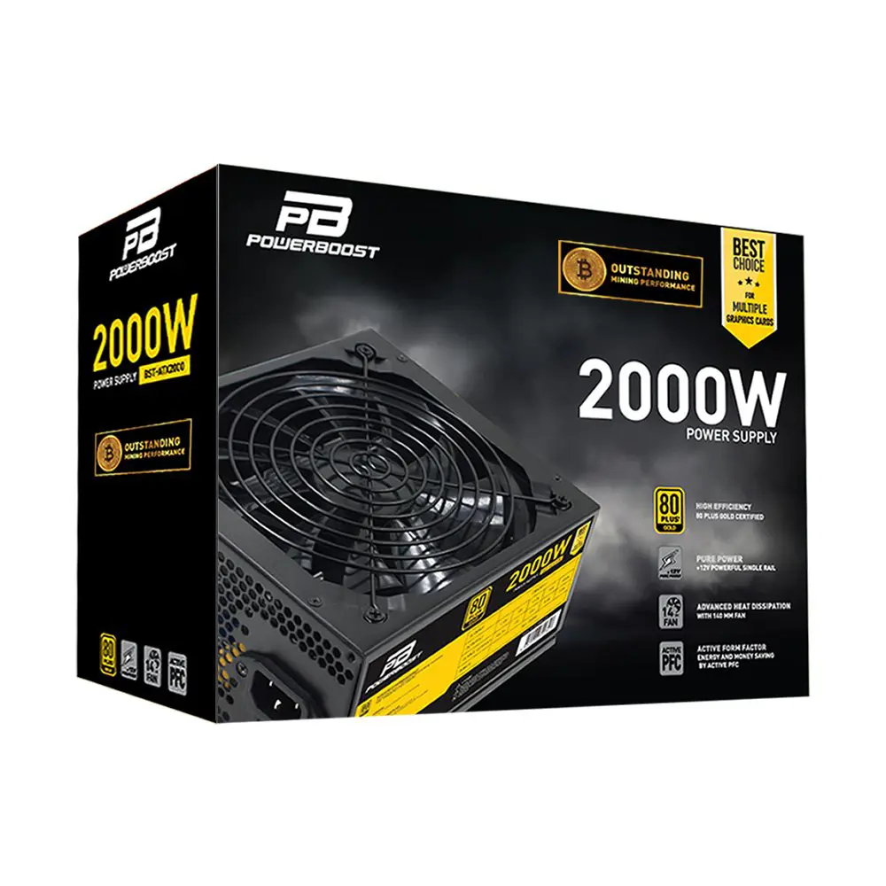 BST-ATX2000 2000w 14cm SİYAH fan, Mining  ATX POWER SUPPLY (Retai
