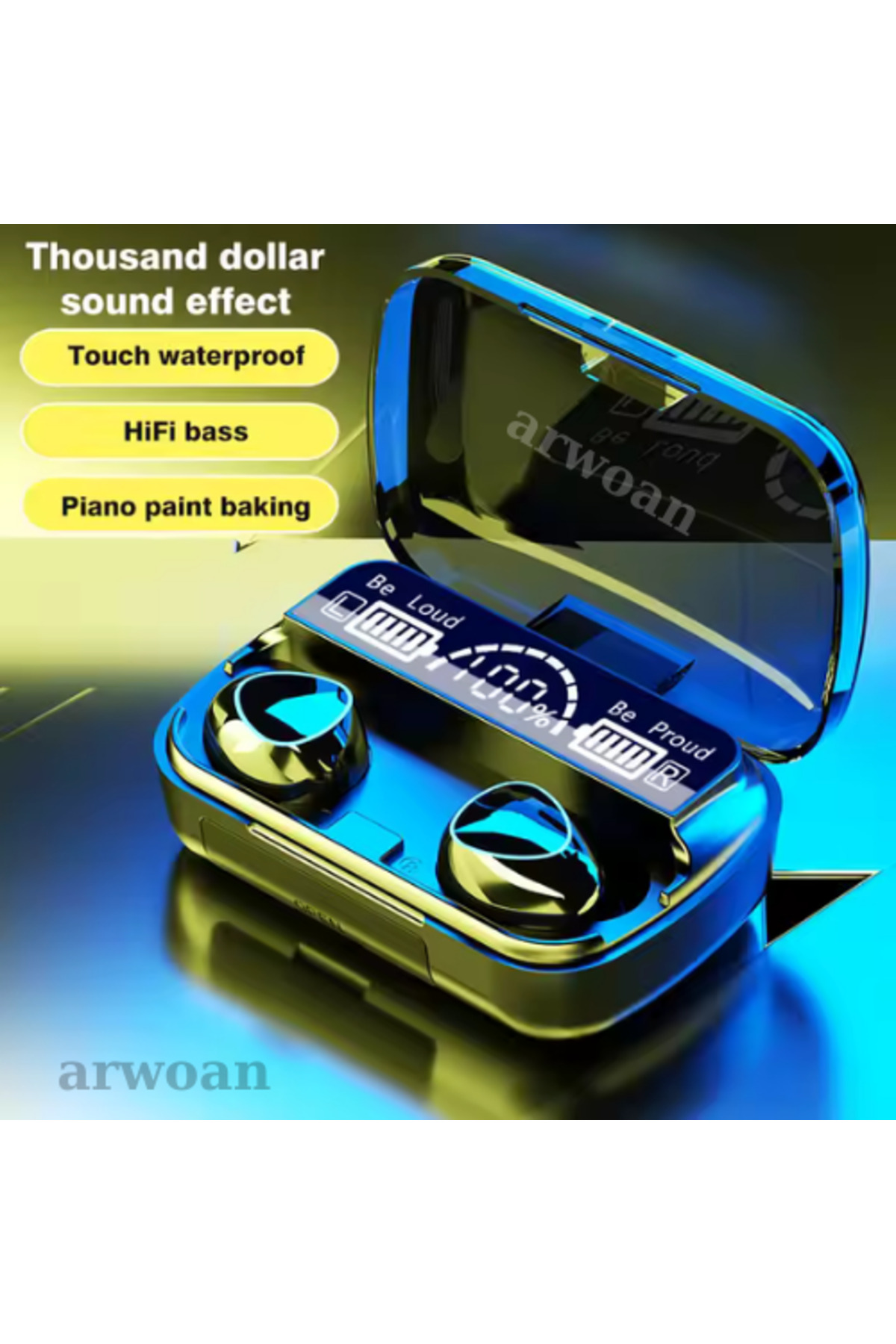 Arwoan Bt 5.0 Kulaklik Oyun Kulakliklari Led Ekran Tws Gerçek Kablosuz S