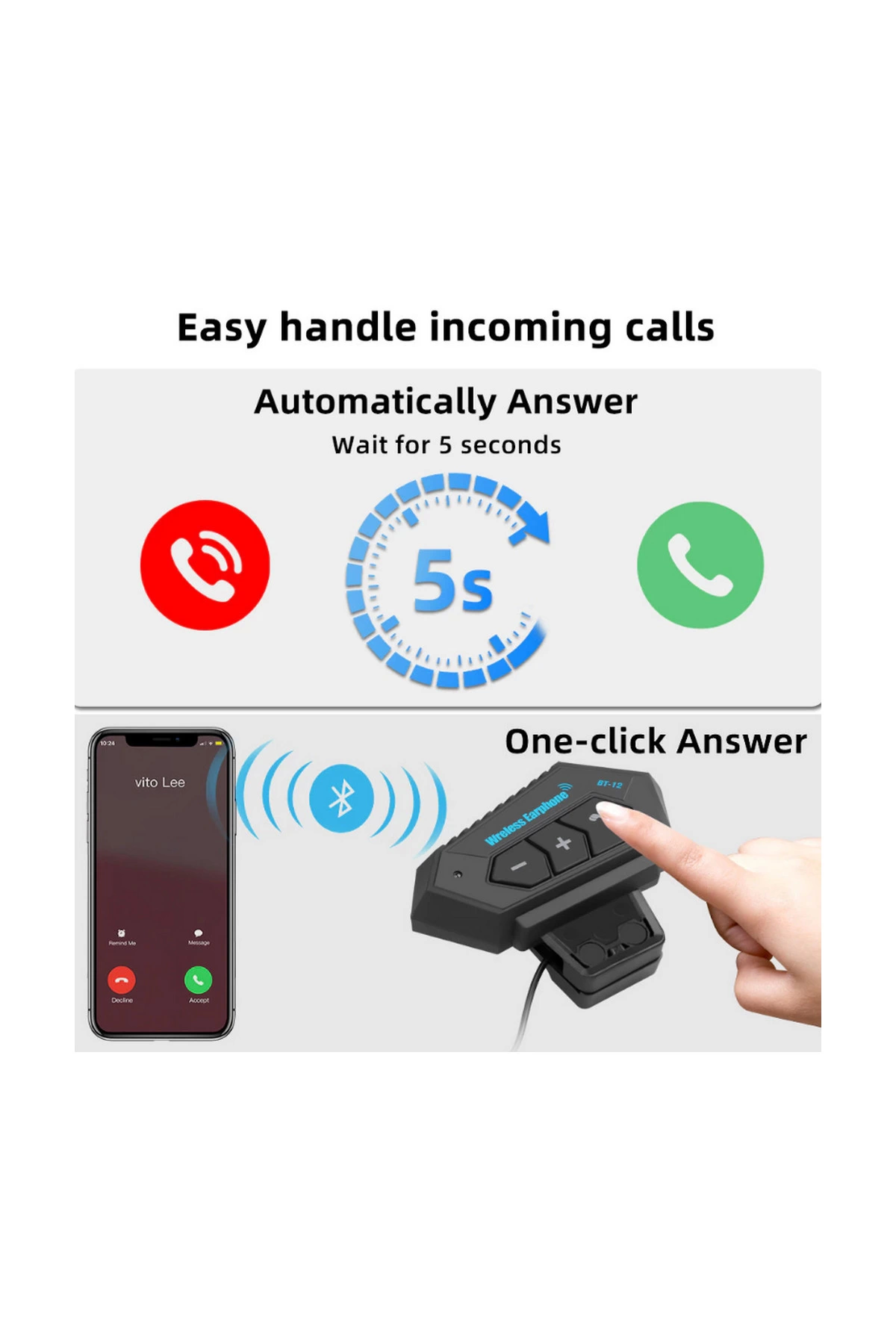 Bt12 Kask Kulaklık Bluetooth Motosiklet Kulaklık Interkom Motorsi