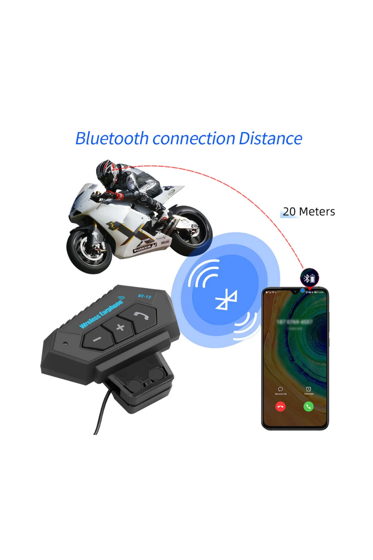 Bt12 Kask Kulaklık Bluetooth Motosiklet Kulaklık Interkom Motorsi