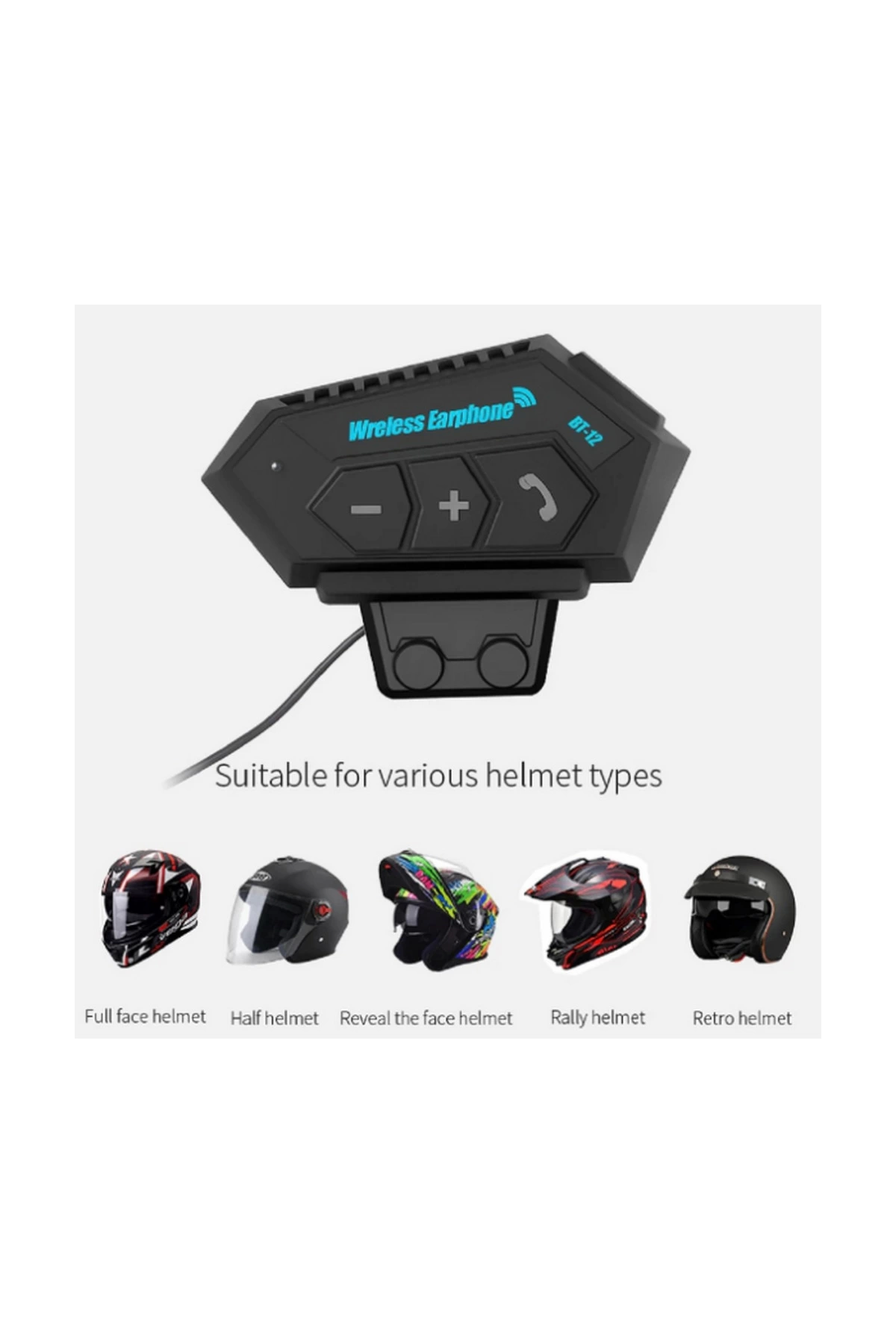 Bt12 Kask Kulaklık Bluetooth Motosiklet Kulaklık Interkom Motorsi
