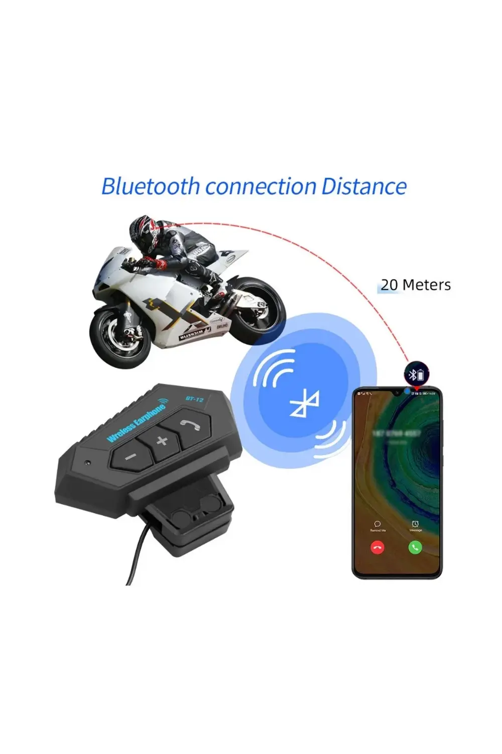 Bt12 Kask Kulaklık Bluetooth Motosiklet Kulaklık Interkom Motorsi