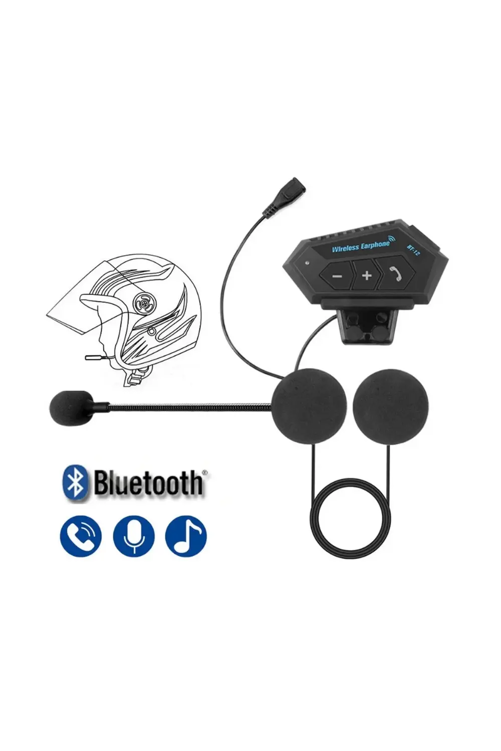 Bt12 Kask Kulaklık Bluetooth Motosiklet Kulaklık Interkom Motorsi